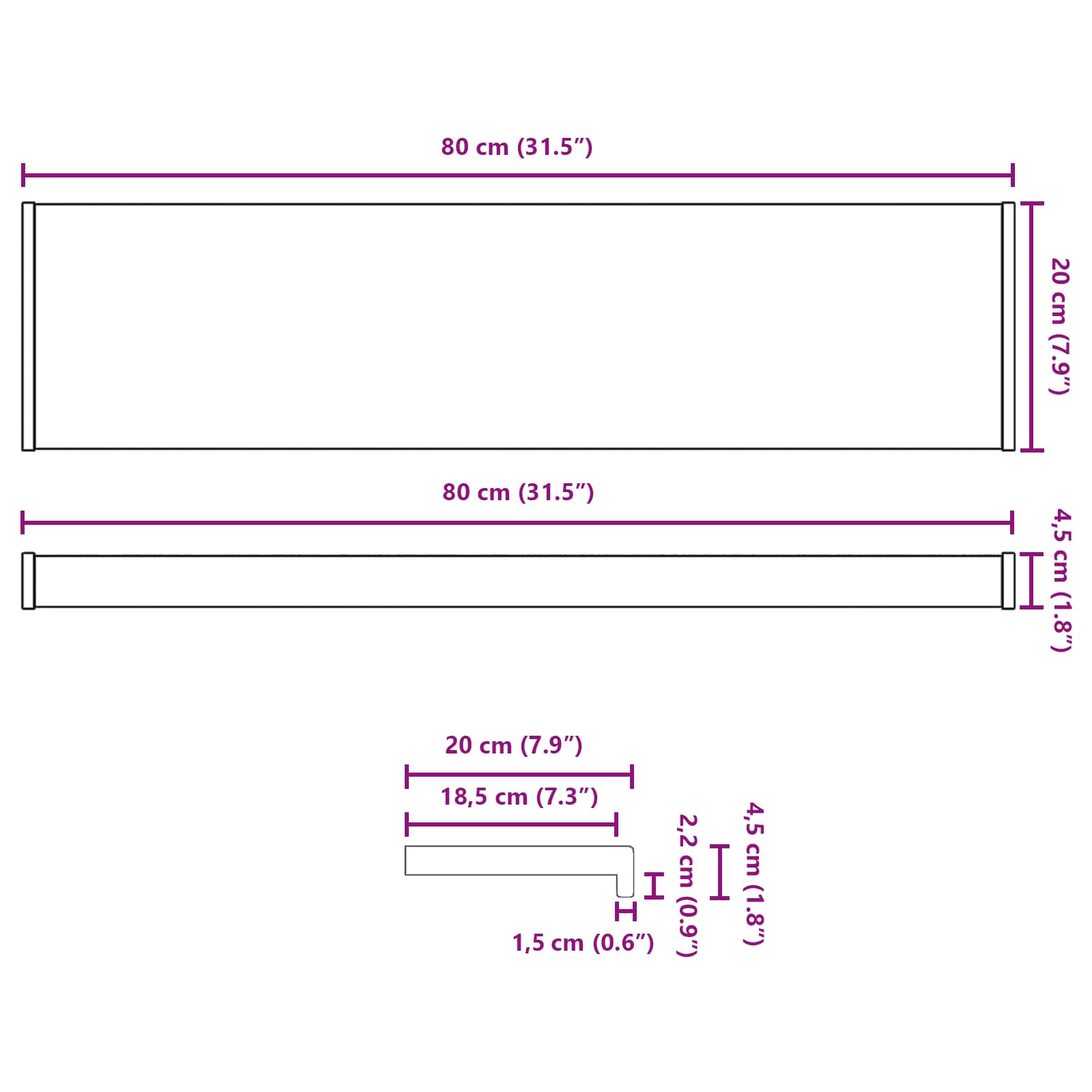 Prozorska klupčica Bijela 80 x 20 x 4,5 cm PVC