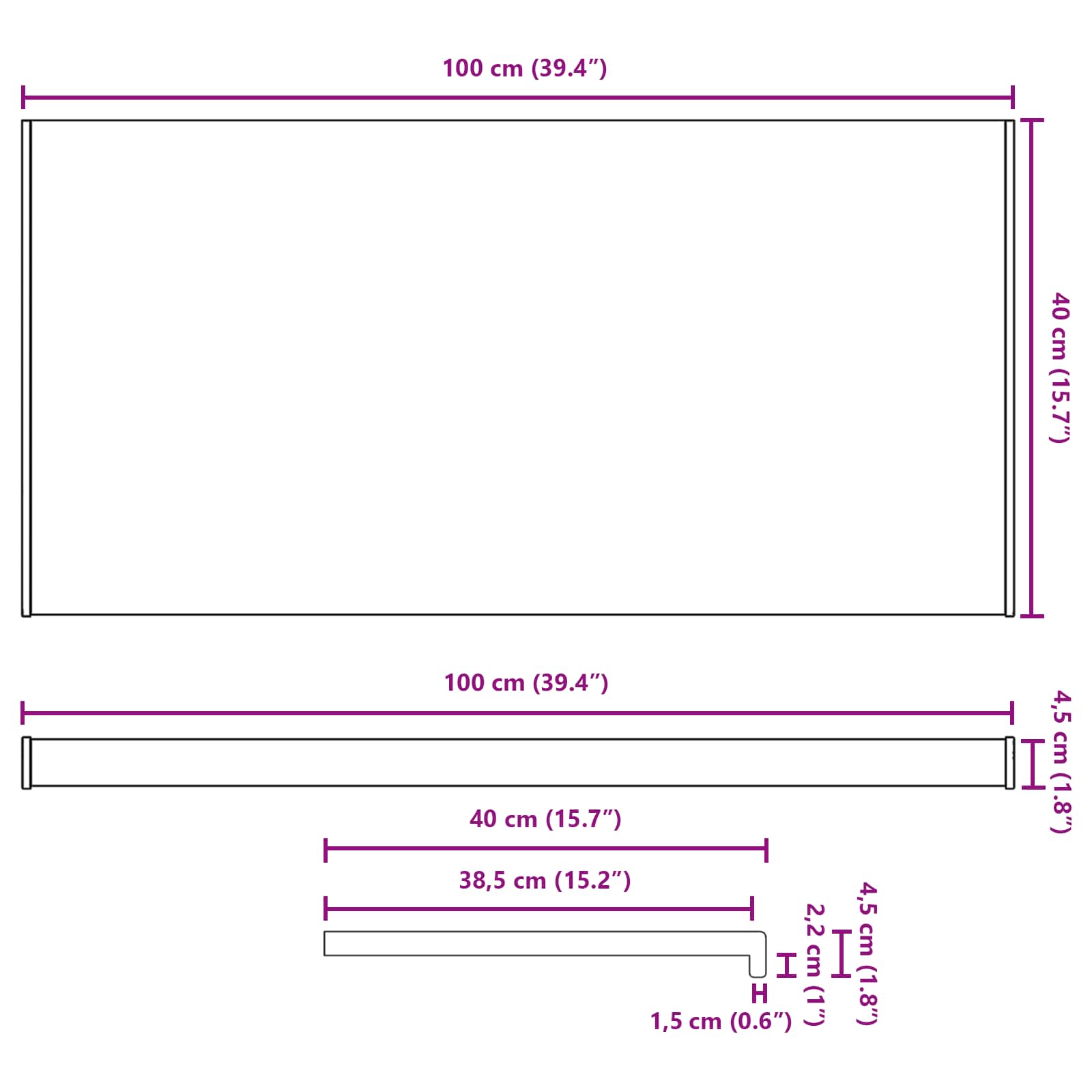 Prozorska klupčica Bijela 100 x 40 x 4,5 cm PVC
