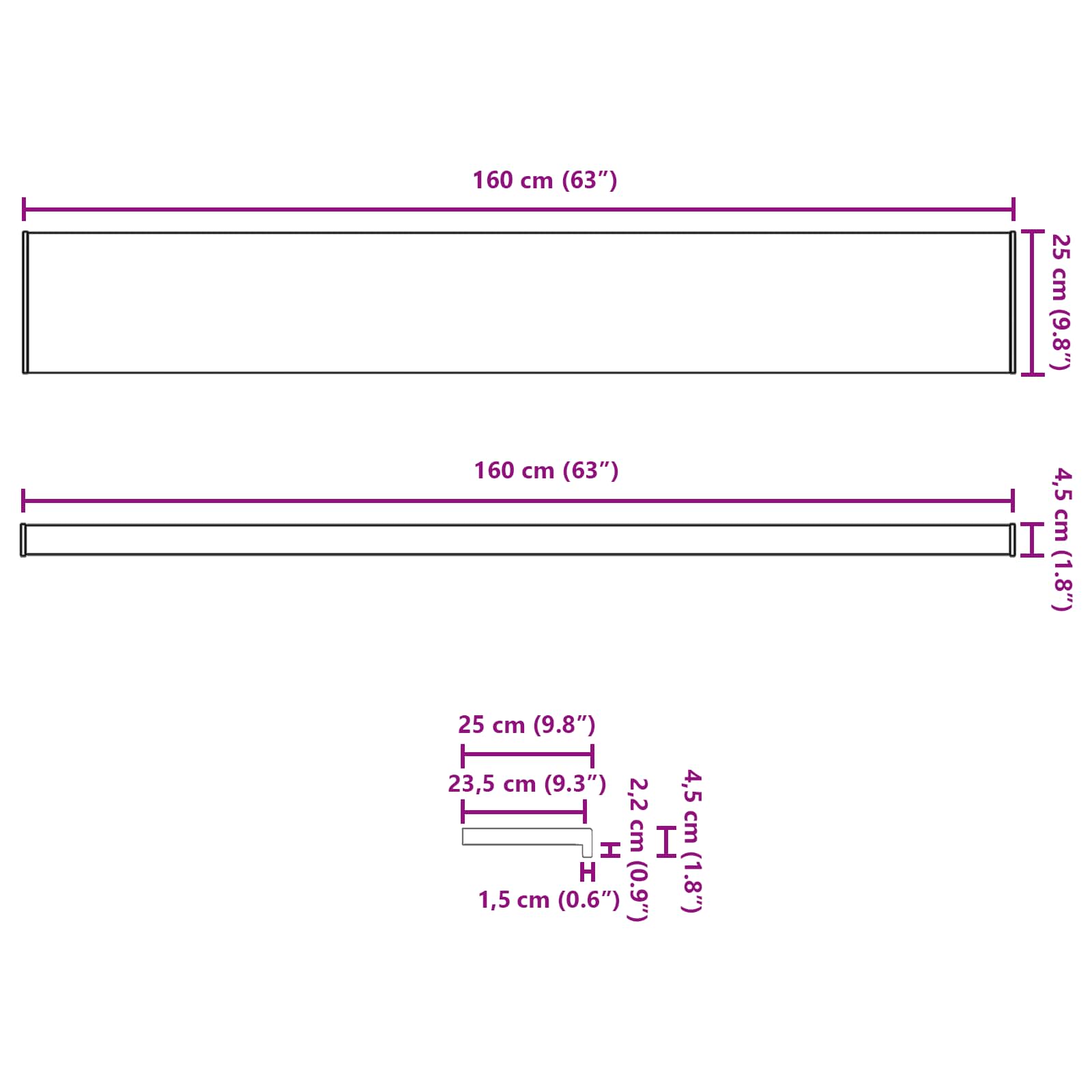 Prozorska klupčica Crno s drvenim uzorkom 160 x 25 x 4,5 cm PVC