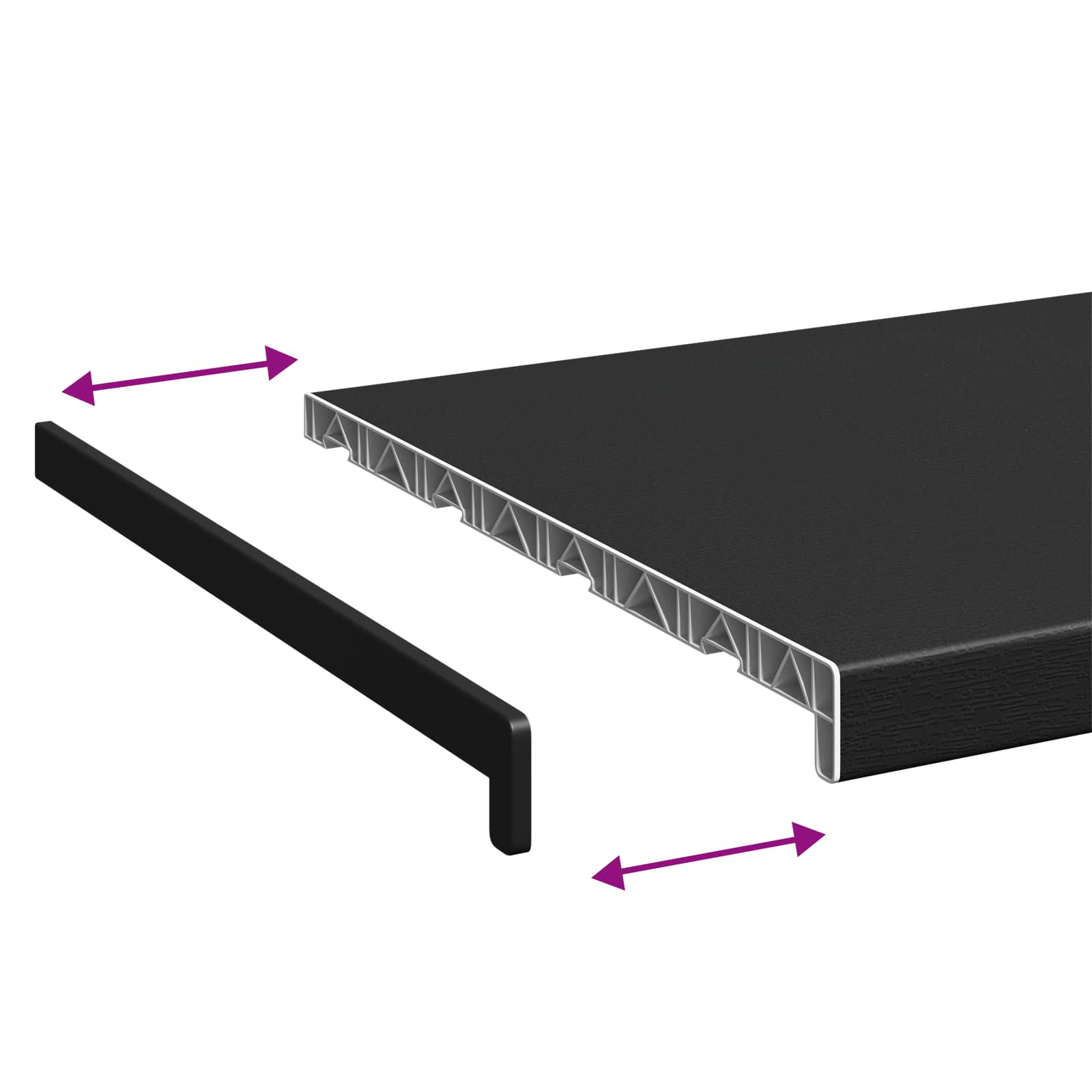 Prozorska klupčica Crno s drvenim uzorkom 80 x 45 x 4,5 cm PVC