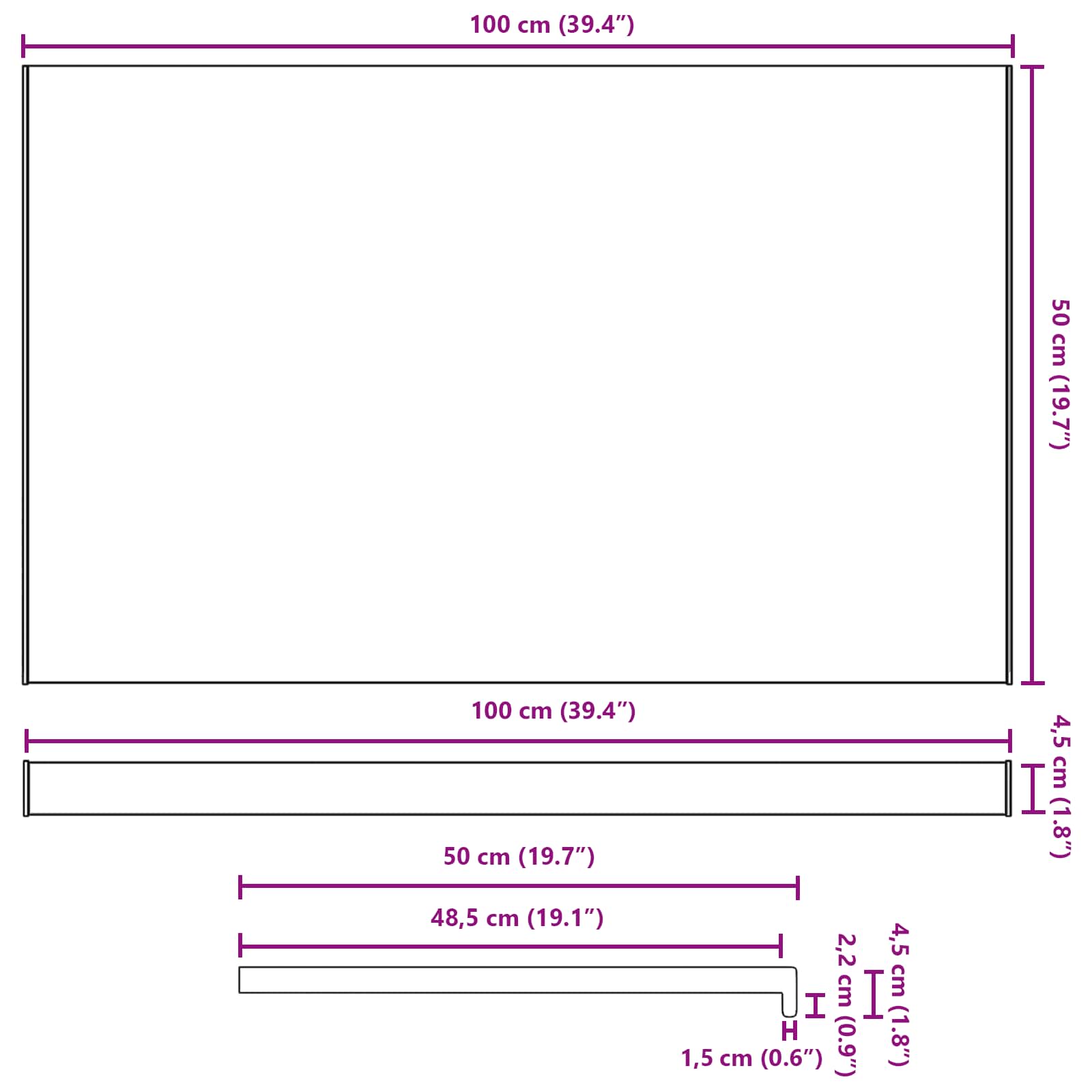 Prozorska klupčica Crno s drvenim uzorkom 100 x 50 x 4,5 cm PVC
