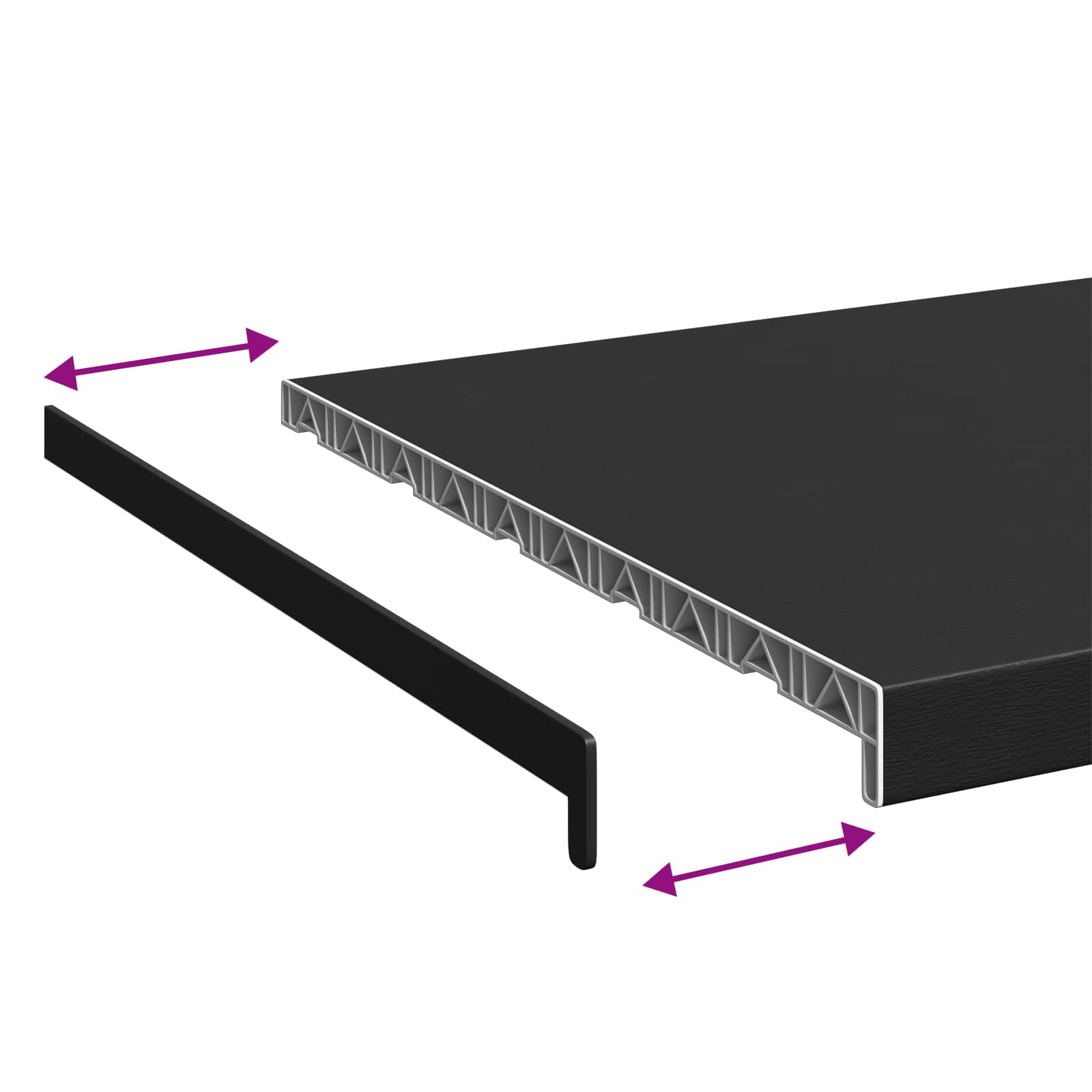 Prozorska klupčica Crno s drvenim uzorkom 160 x 50 x 4,5 cm PVC