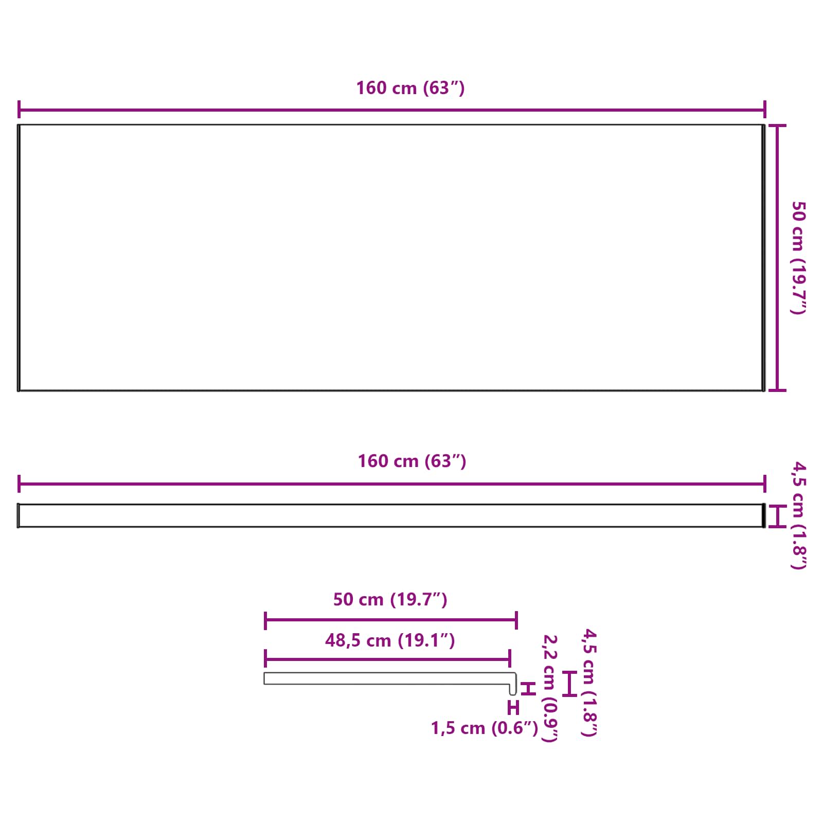 Prozorska klupčica Crno s drvenim uzorkom 160 x 50 x 4,5 cm PVC
