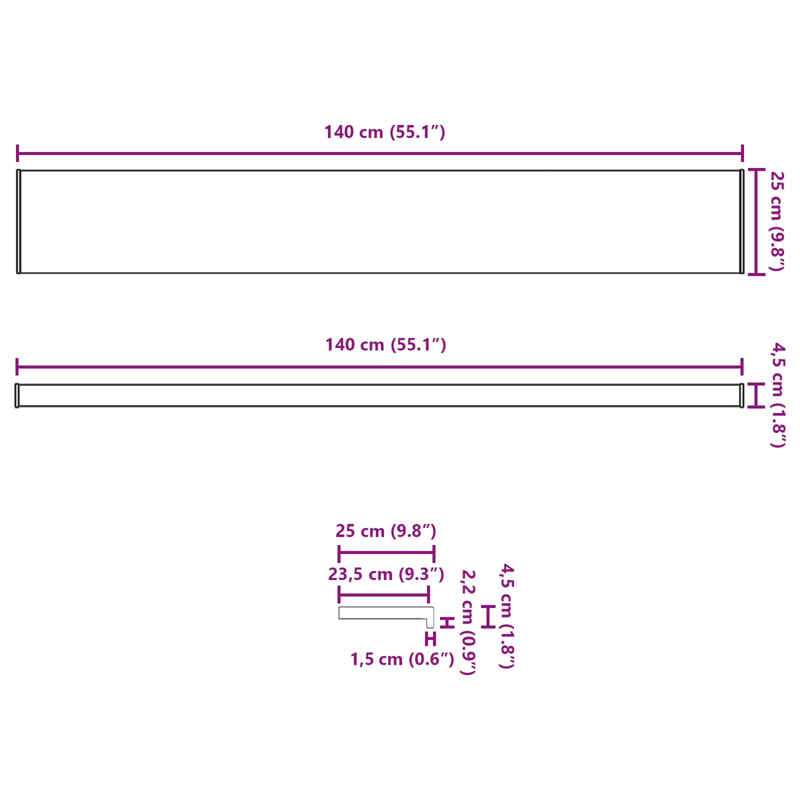 Prozorska klupčica Smeđe drvo 140 x 25 x 4,5 cm PVC