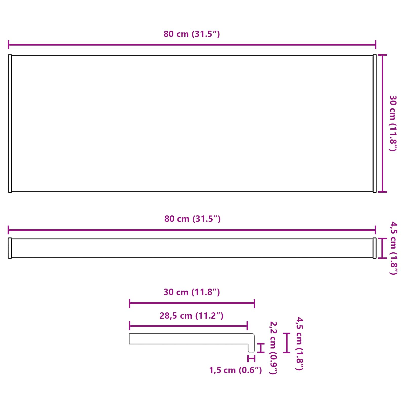 Prozorska klupčica Smeđe drvo 80 x 30 x 4,5 cm PVC