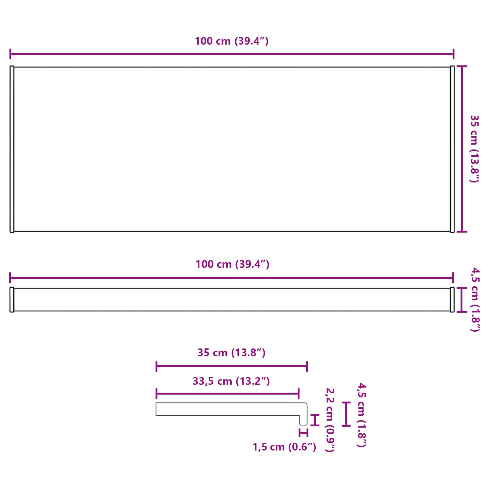Prozorska klupčica Smeđe drvo 100 x 35 x 4,5 cm PVC