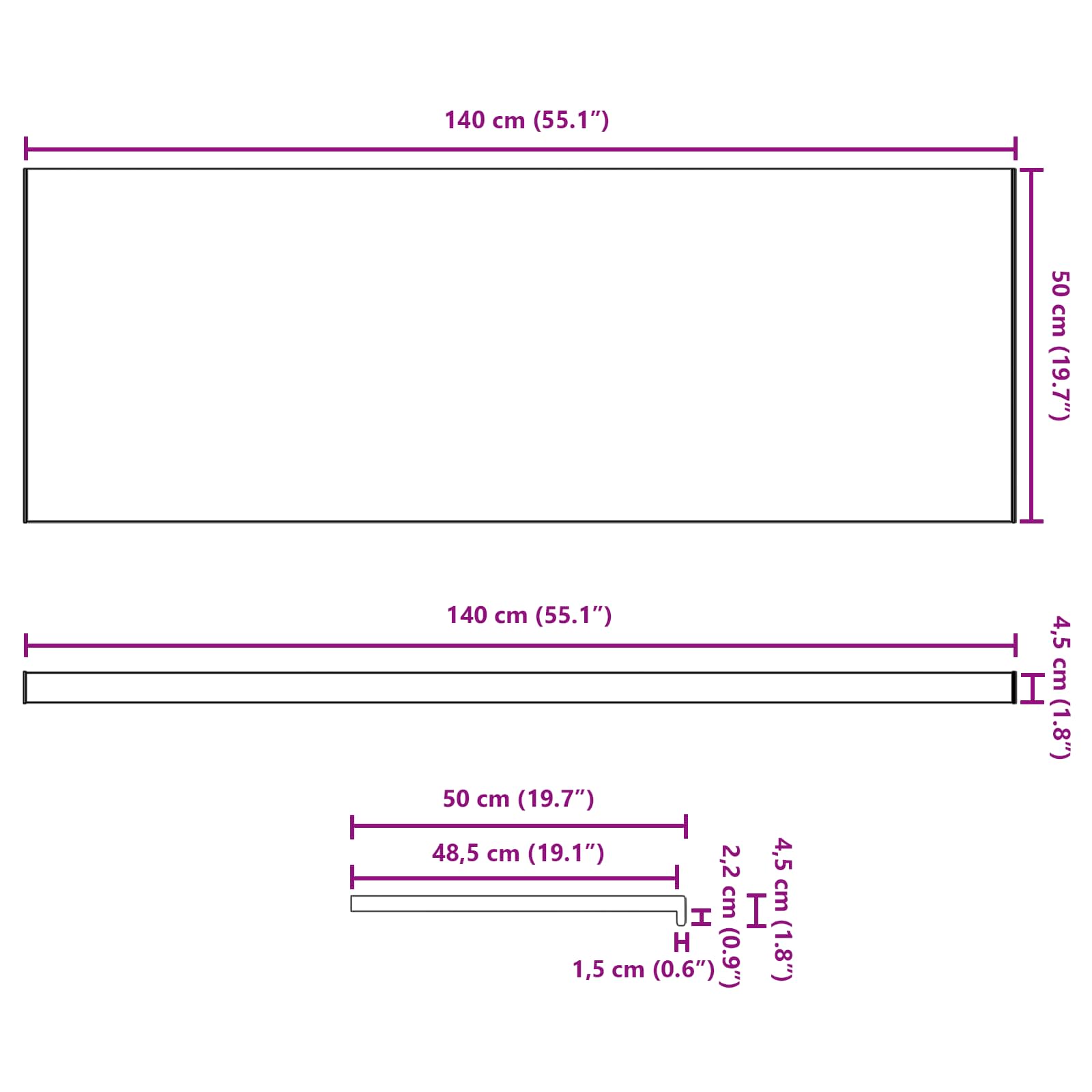 Prozorska klupčica Smeđe drvo 140 x 50 x 4,5 cm PVC