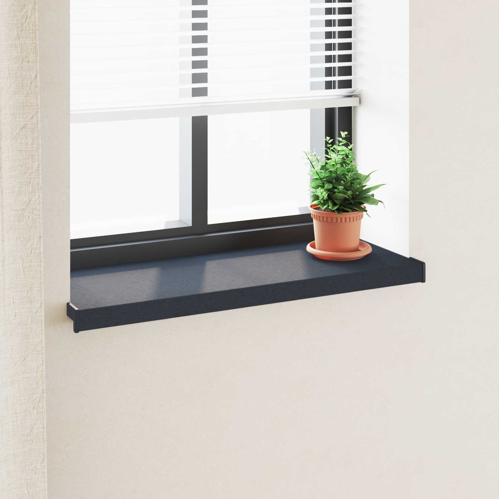 Prozorska klupčica Antracit s drvenim uzorkom 80 x 35 x 4,5 cm