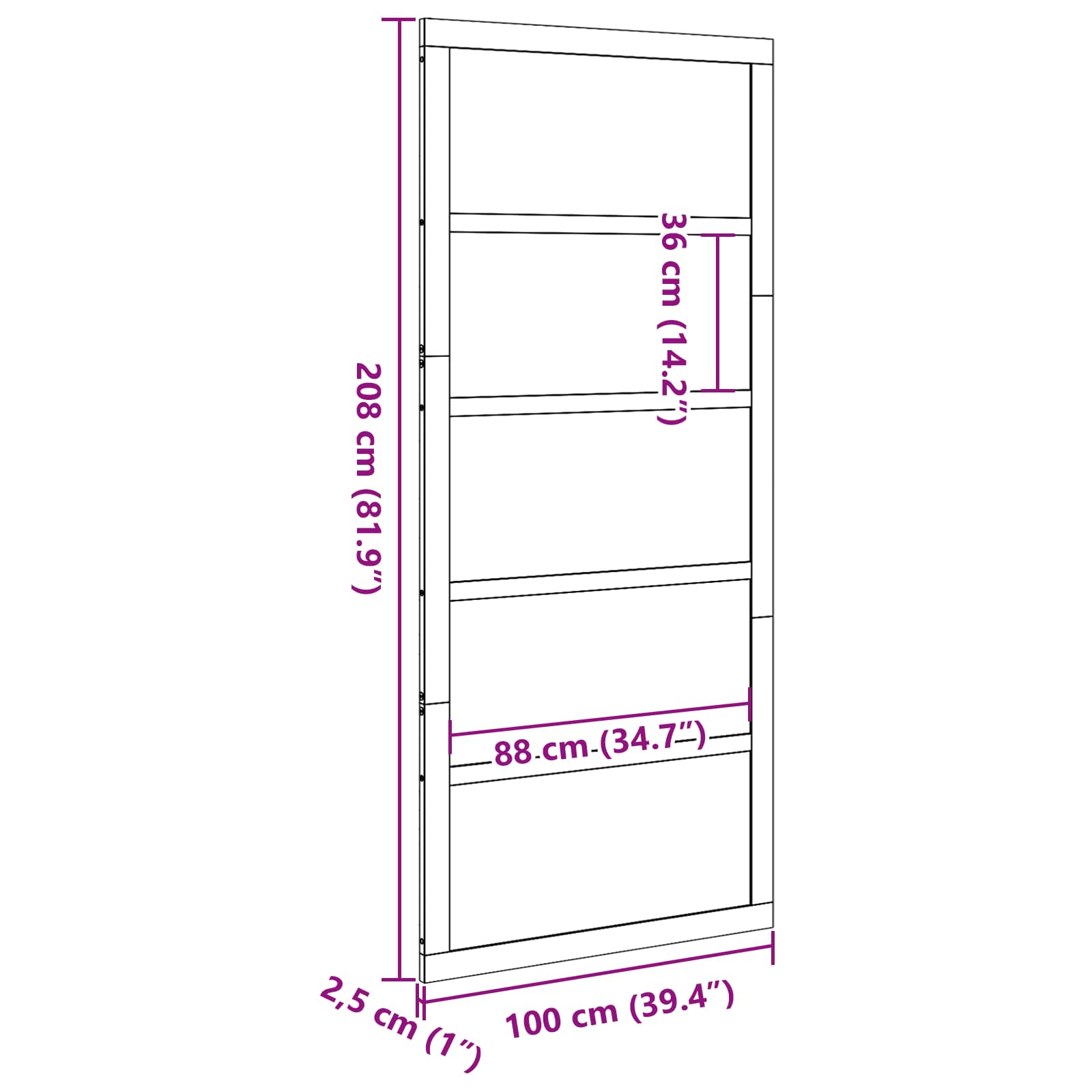 Vrata staje Bijela 100 x 2,5 x 208 cm Masivna borovina