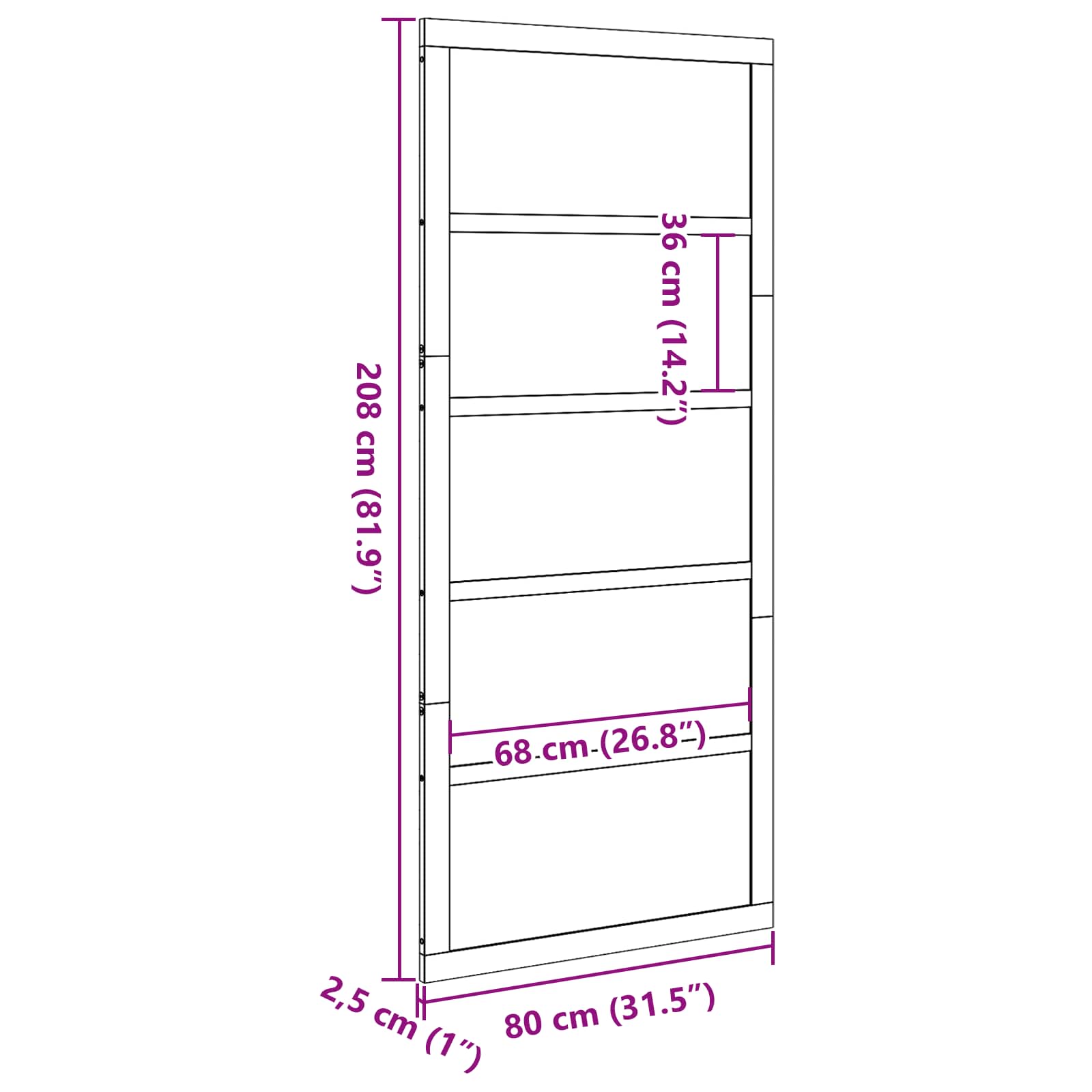 Vrata staje Prirodna 80 x 2,5 x 208 cm Masivna borovina