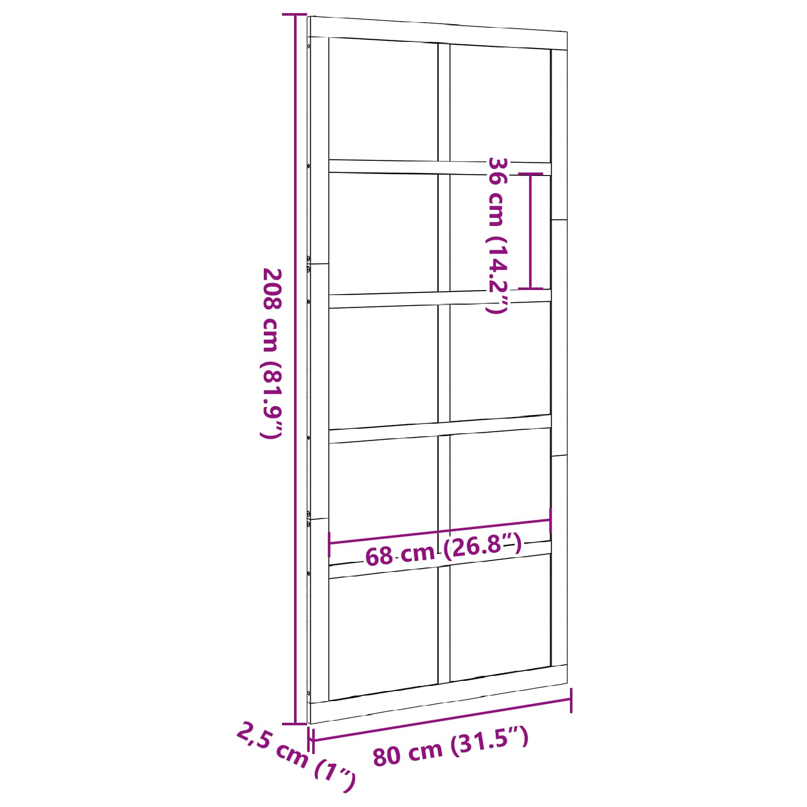 Vrata staje Bijela 80 x 2,5 x 208 cm Masivna borovina