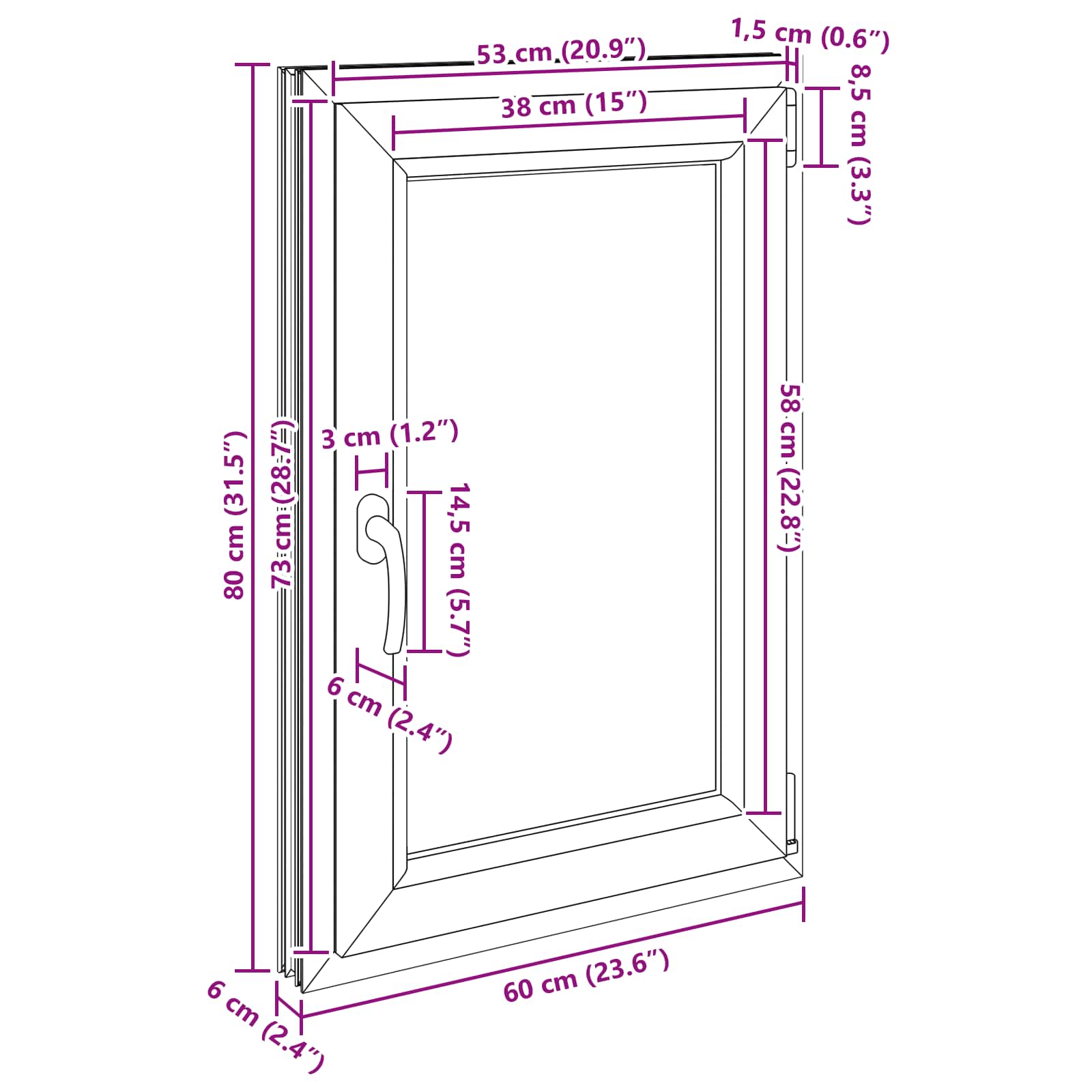 Prozor za podrum RISOR 60 x 80 cm PVC i staklo Bijela