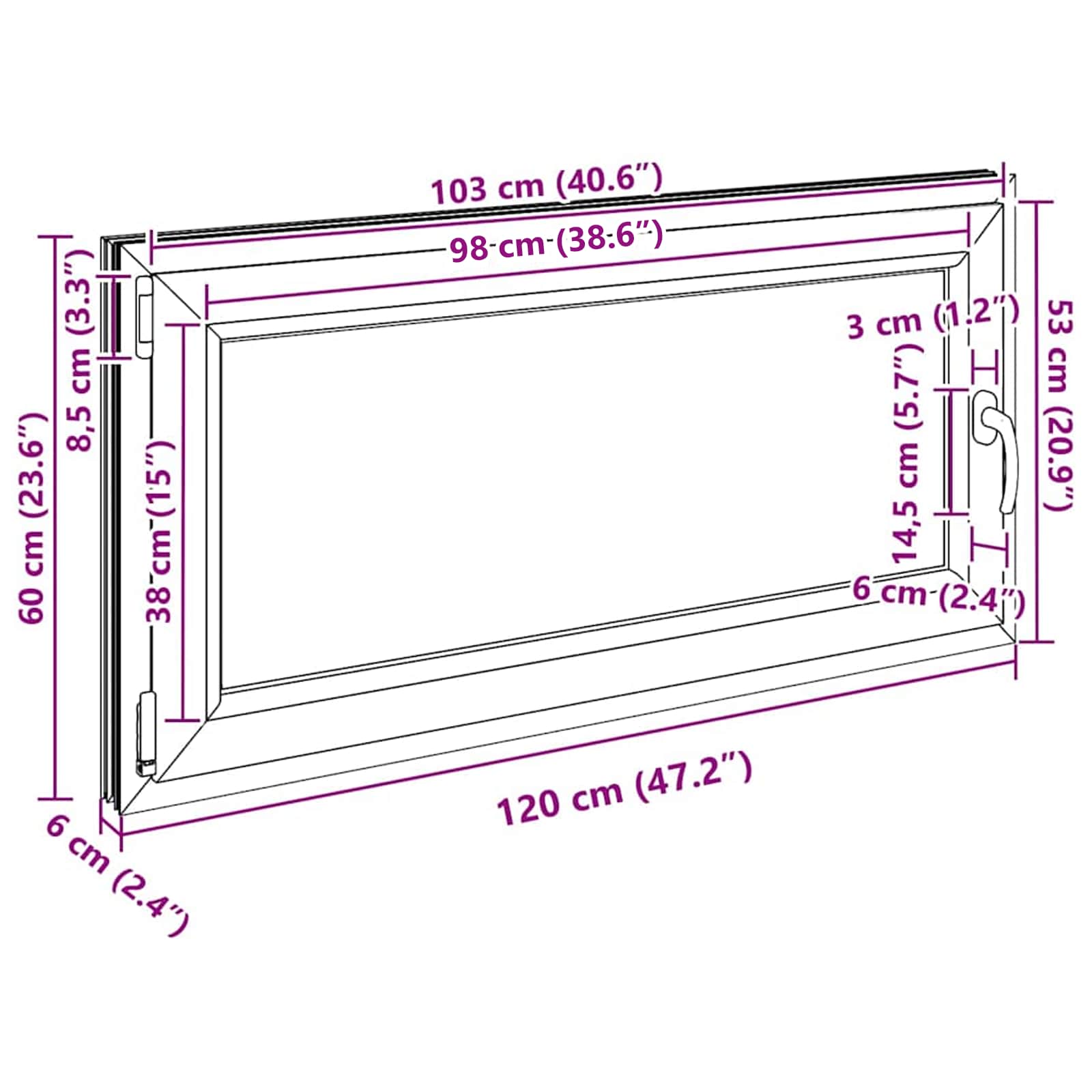 Prozor za podrum RISOR 120 x 60 cm PVC i staklo Bijela