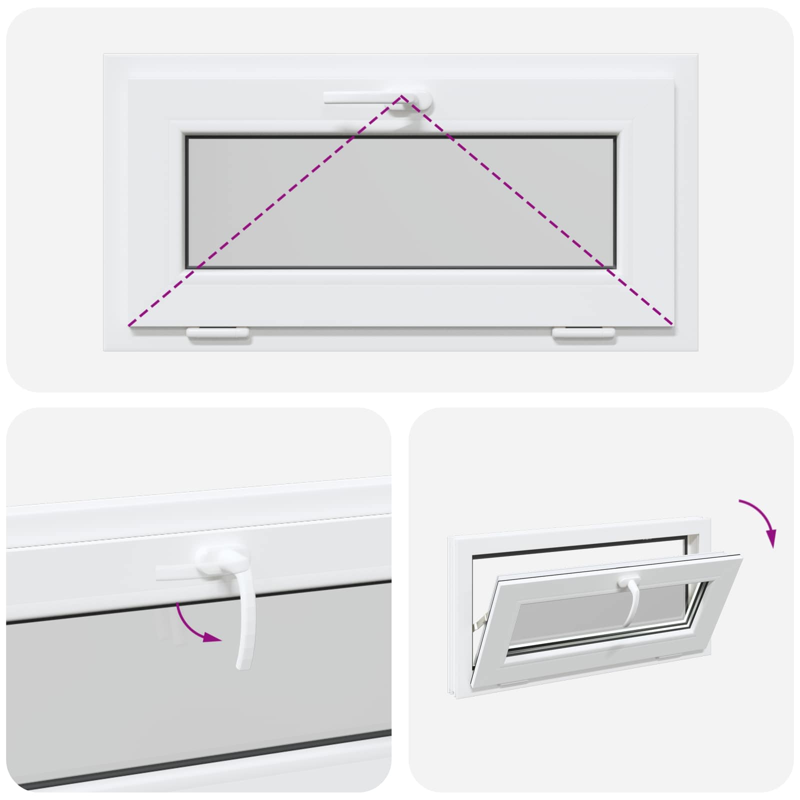 Prozor za podrum RISOR 80 x 40 cm PVC i staklo Bijela