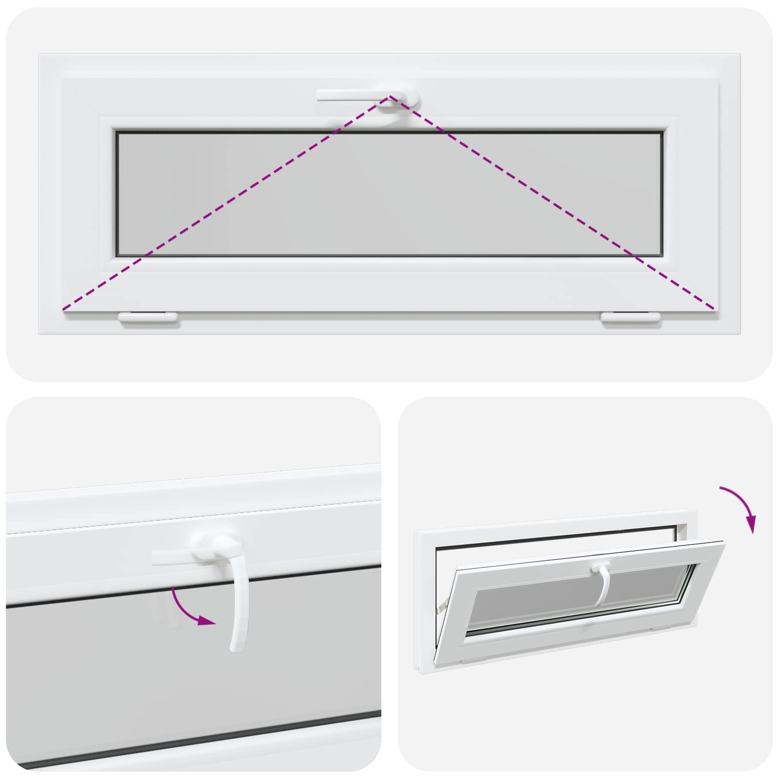 Prozor za podrum RISOR 100 x 40 cm PVC i staklo Bijela