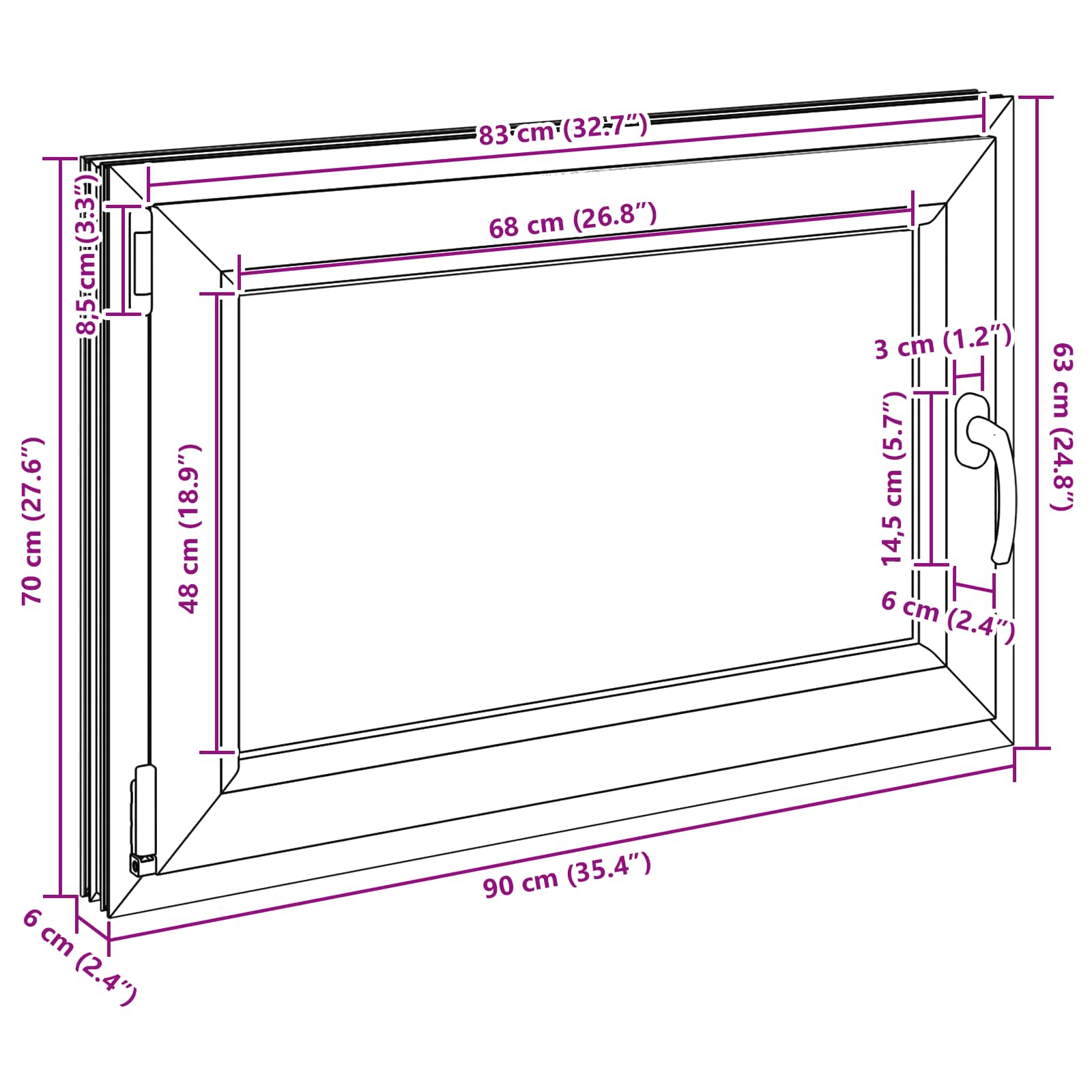 Prozor za podrum RISOR 100 x 50 cm PVC i staklo Bijela
