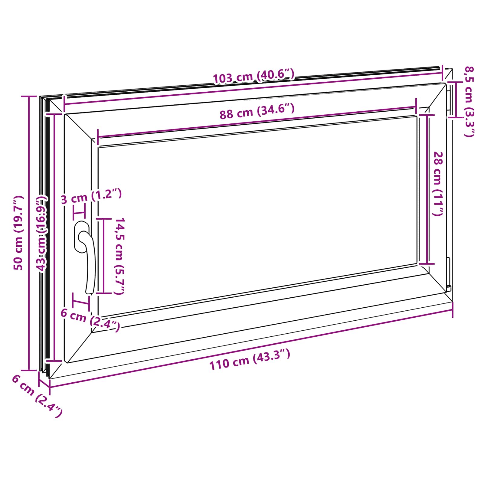Prozor za podrum RISOR 110 x 50 cm PVC i staklo Bijela
