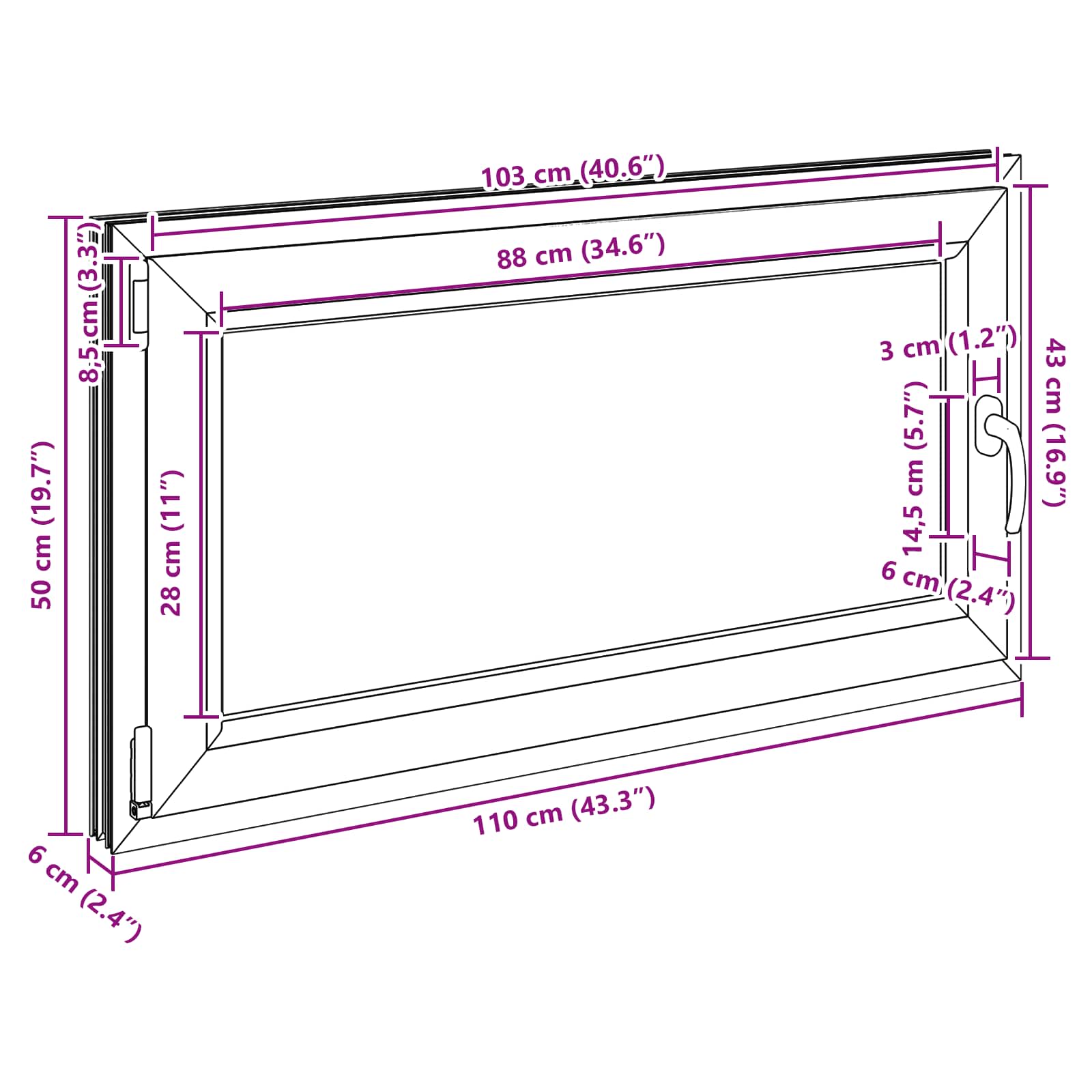 Prozor za podrum RISOR 110 x 50 cm PVC i staklo Bijela