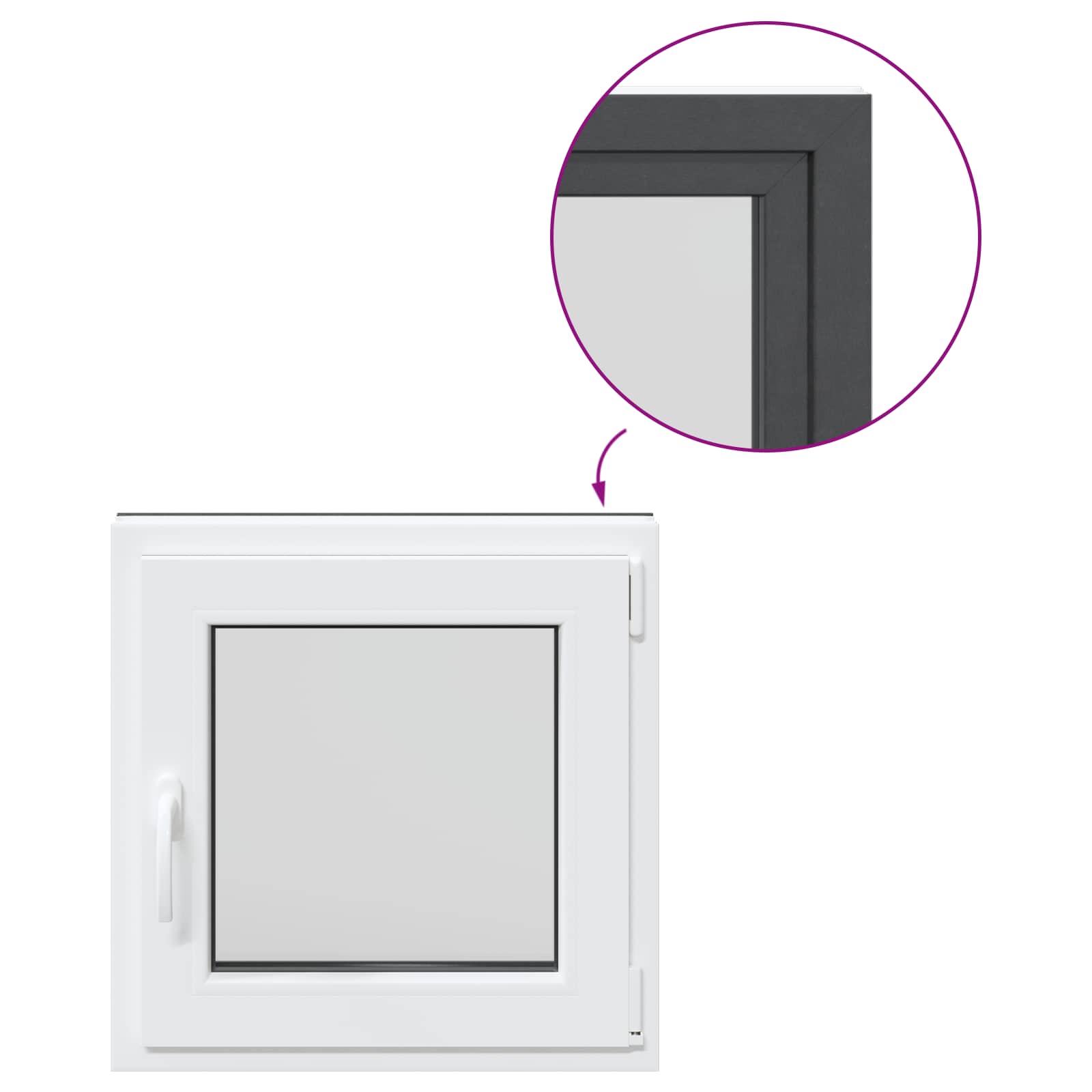 Prozor za podrum RISOR 50 x 50 cm PVC i staklo Antracit