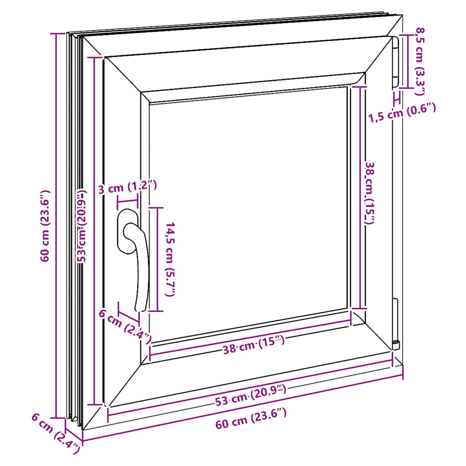 Prozor za podrum RISOR 60 x 60 cm PVC i staklo Antracit