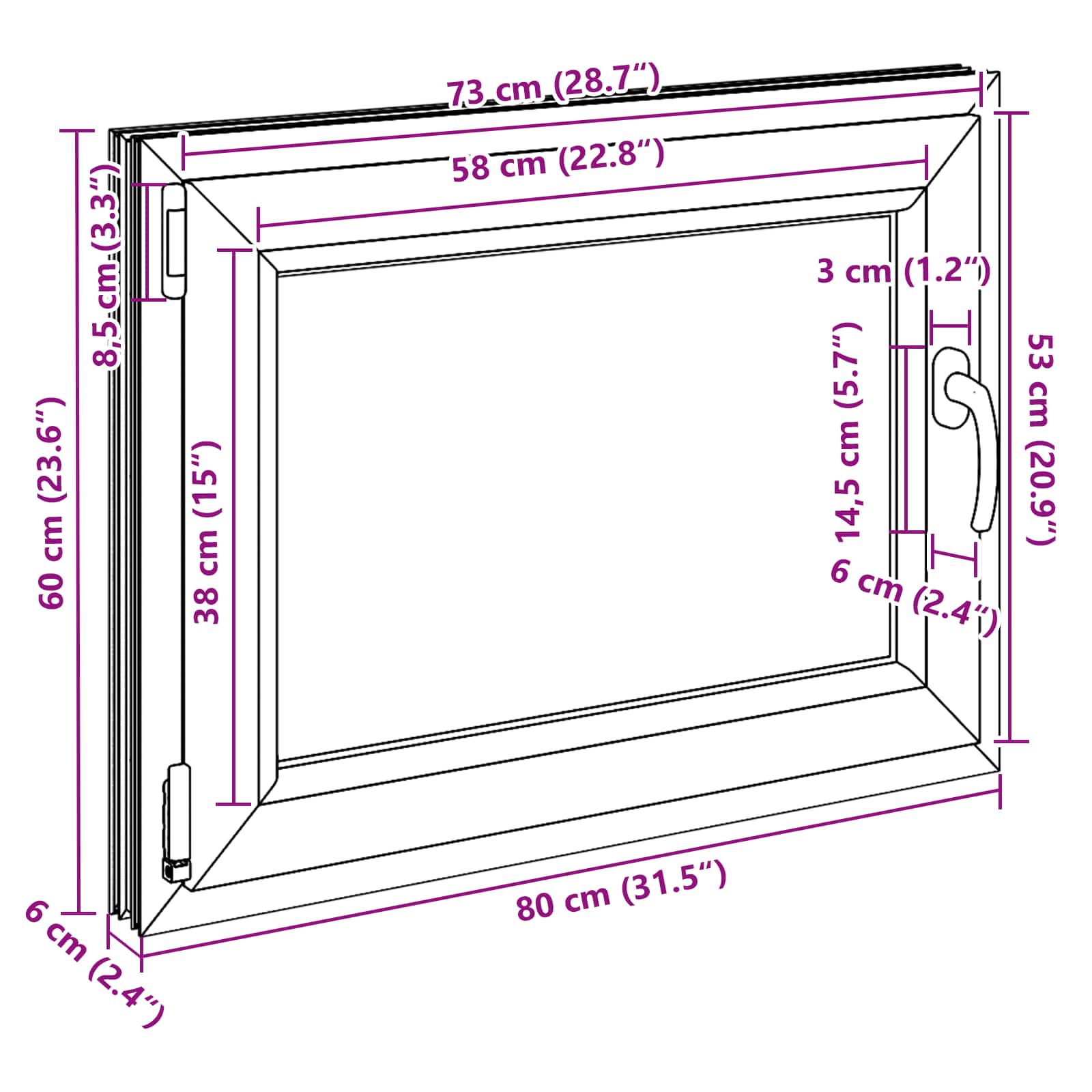 Prozor za podrum RISOR 80 x 60 cm PVC i staklo Antracit