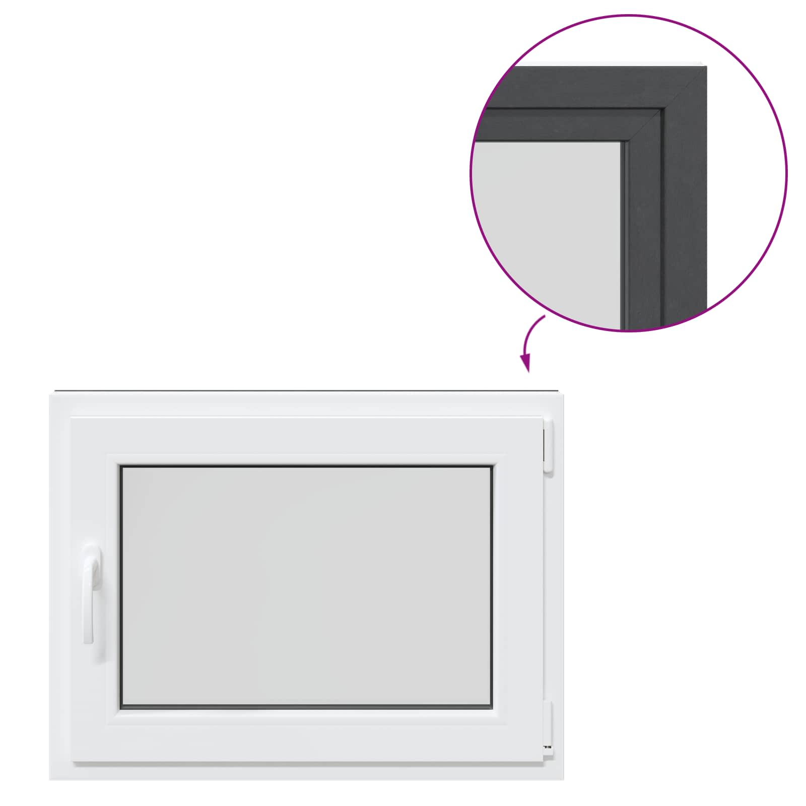 Prozor za podrum RISOR 80 x 60 cm PVC i staklo Antracit