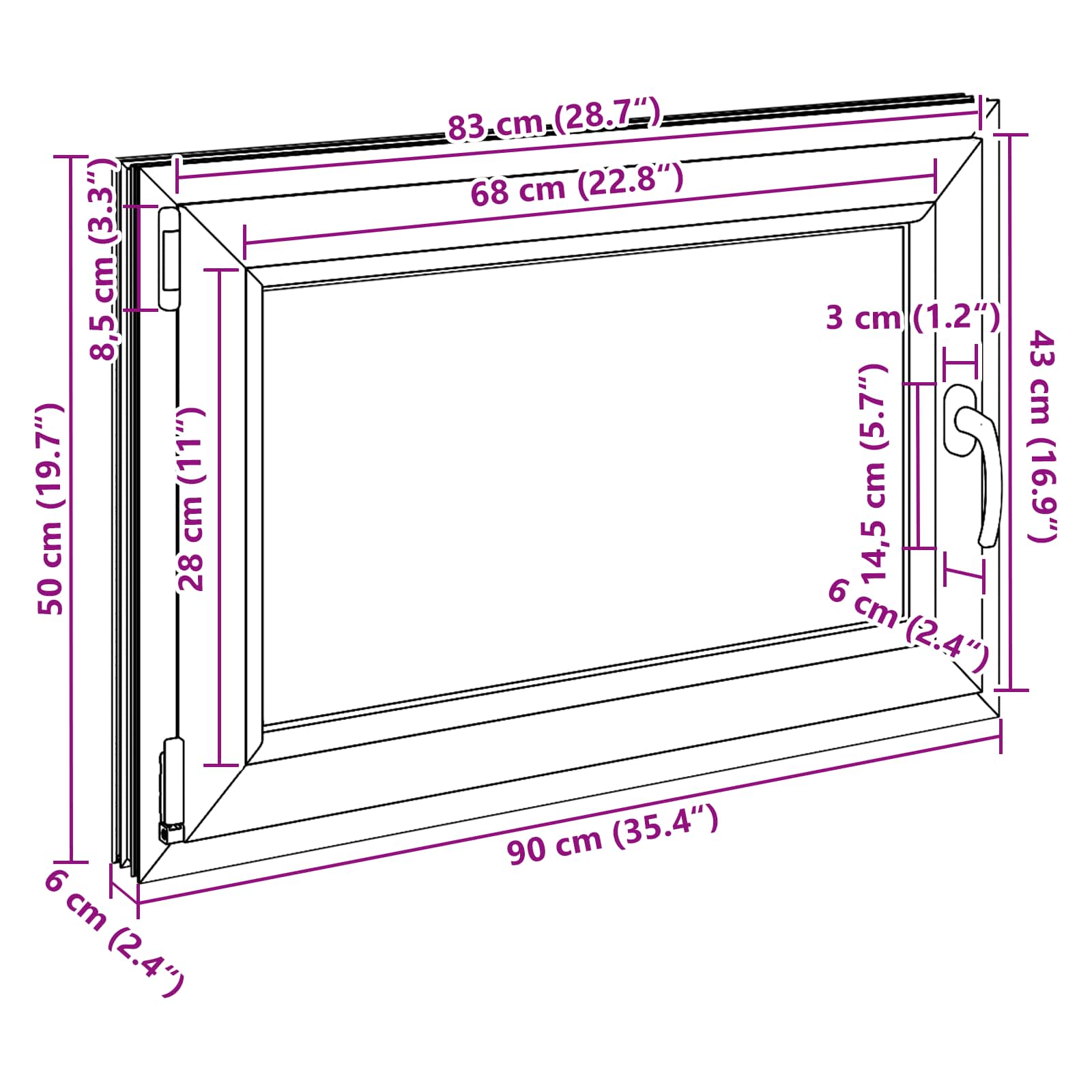 Prozor za podrum RISOR 90 x 50 cm PVC i staklo Antracit
