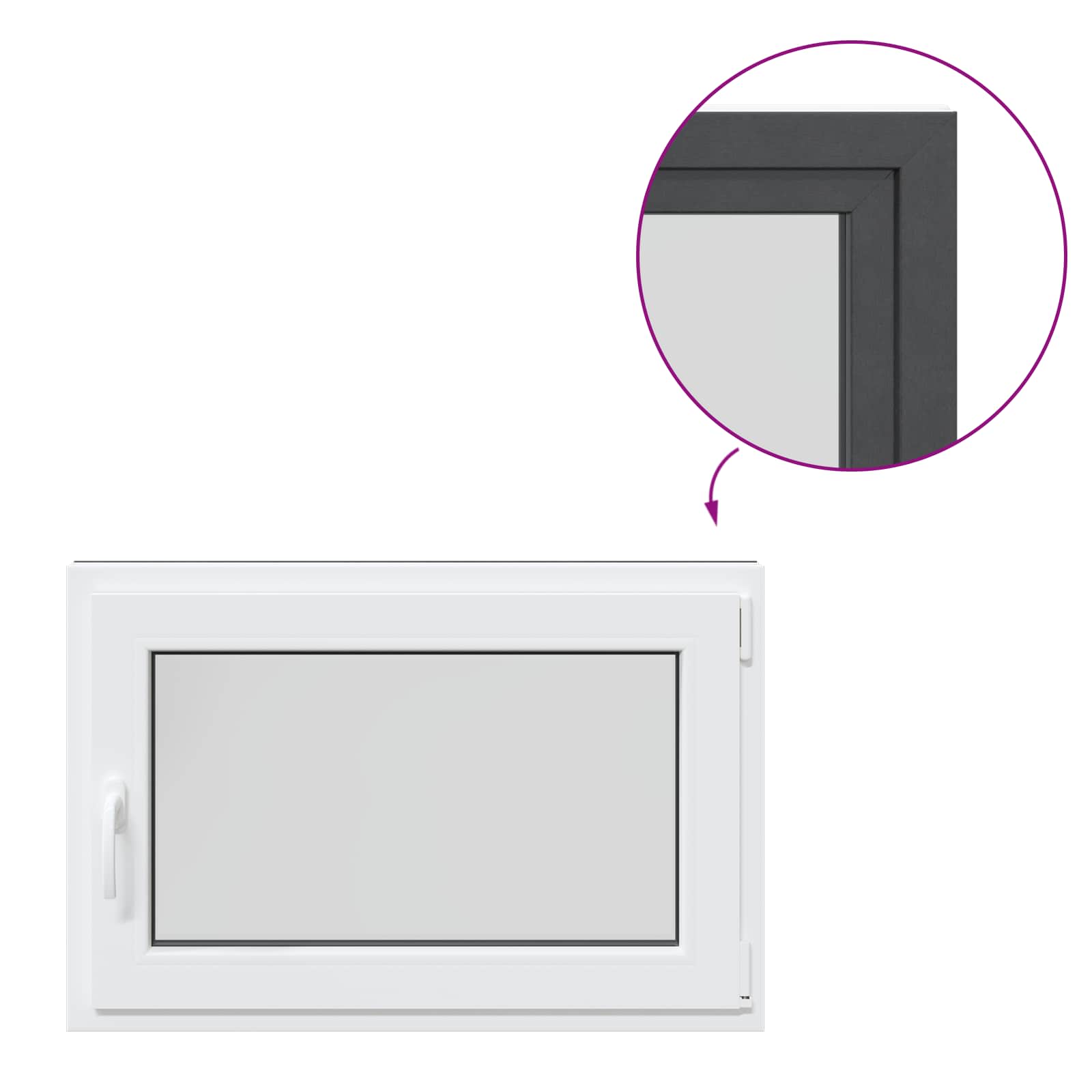 Prozor za podrum RISOR 90 x 50 cm PVC i staklo Antracit