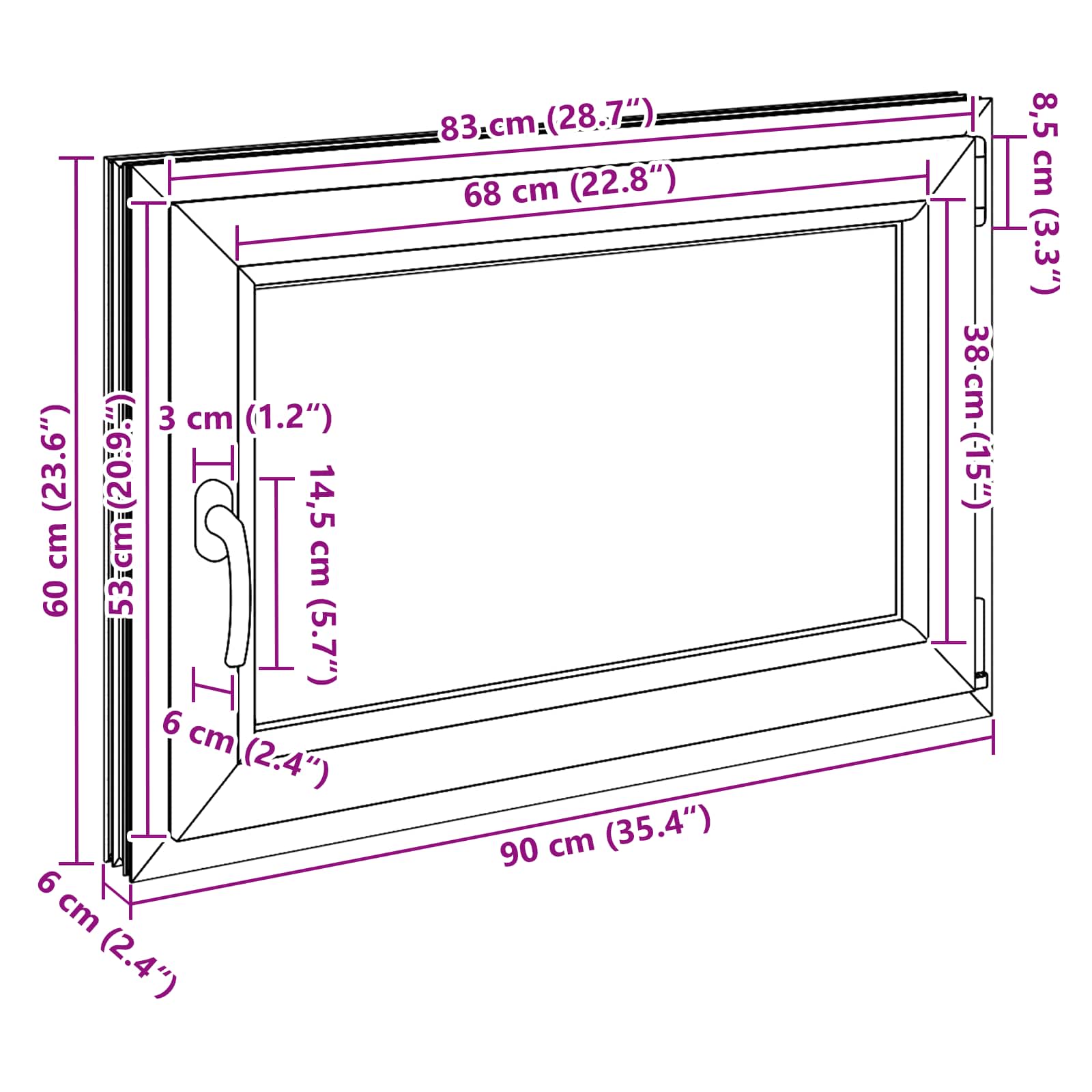 Prozor za podrum RISOR 90 x 50 cm PVC i staklo Antracit