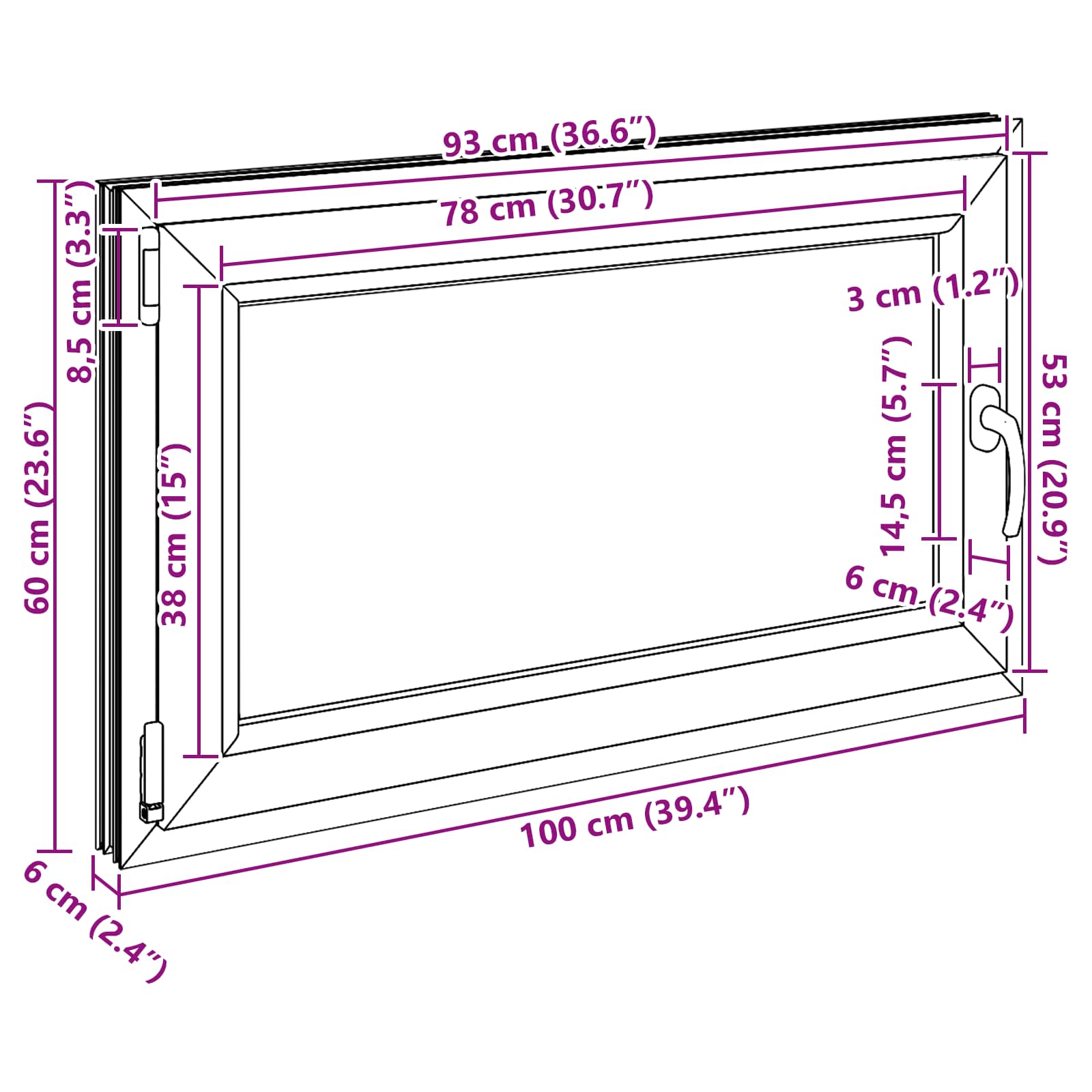 Prozor za podrum RISOR 100 x 60 cm PVC i staklo Antracit