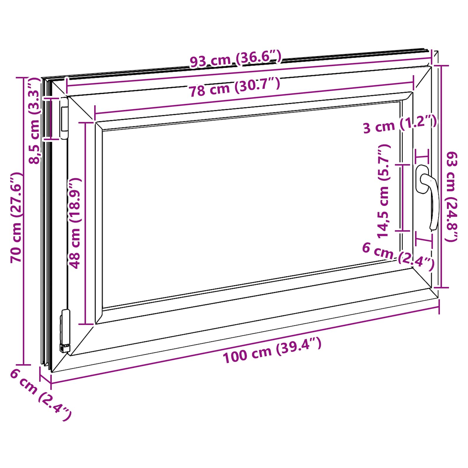 Prozor za podrum RISOR 100 x 70 cm PVC i staklo Antracit
