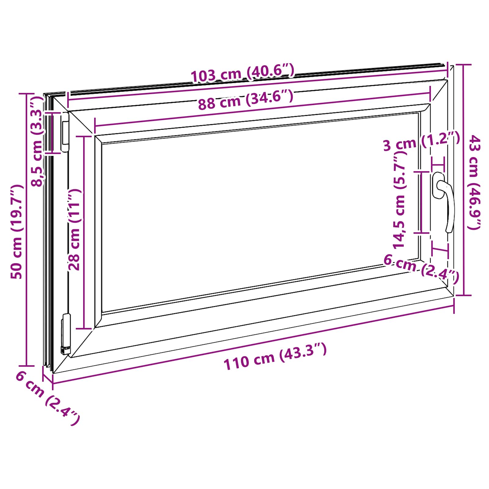 Prozor za podrum RISOR 110 x 50 cm PVC i staklo Antracit