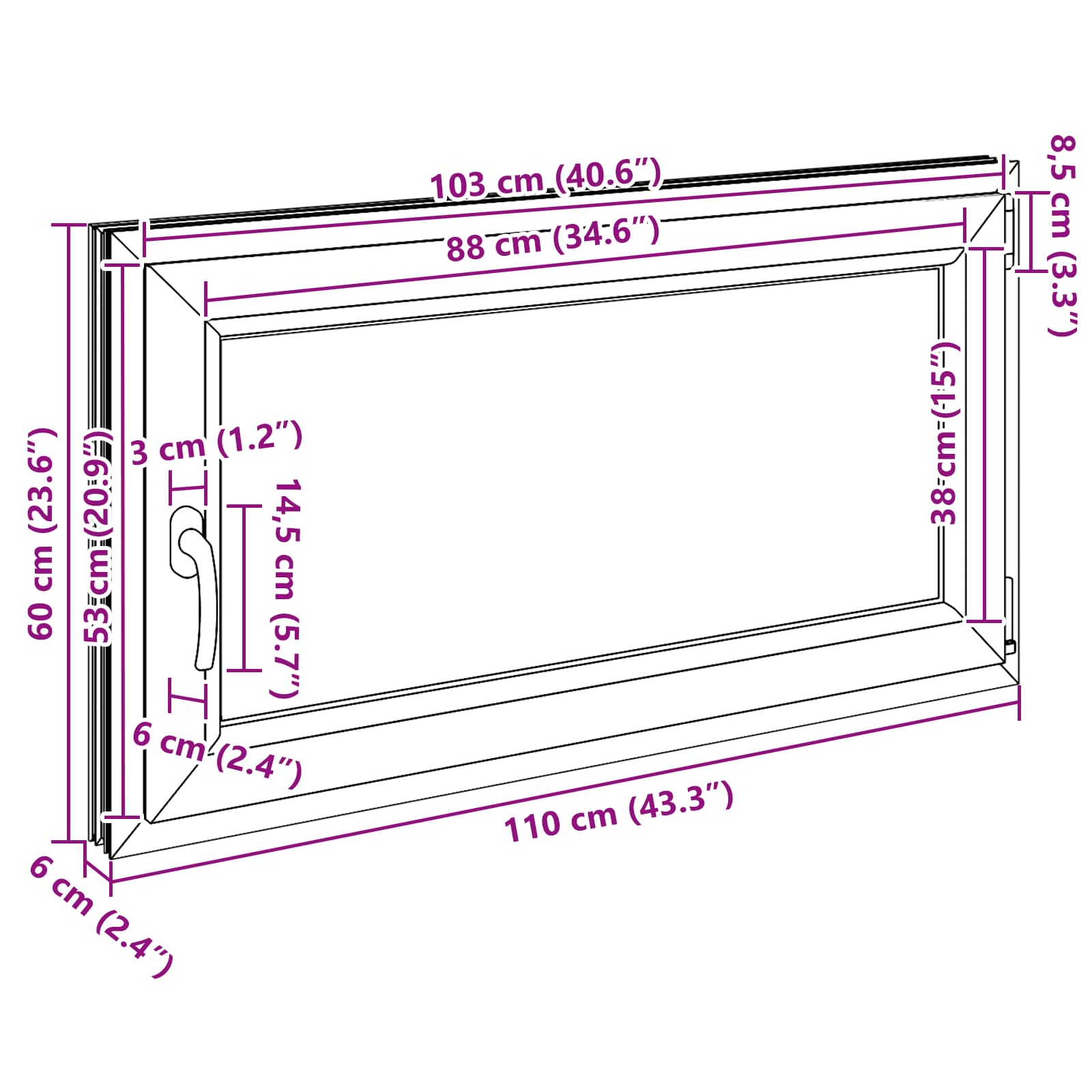 Prozor za podrum RISOR 110 x 60 cm PVC i staklo Antracit