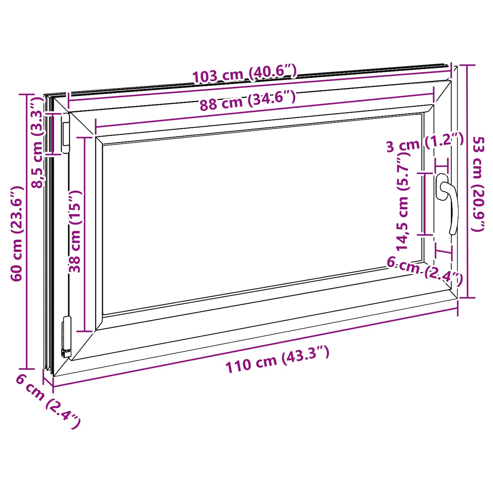 Prozor za podrum RISOR 110 x 60 cm PVC i staklo Antracit