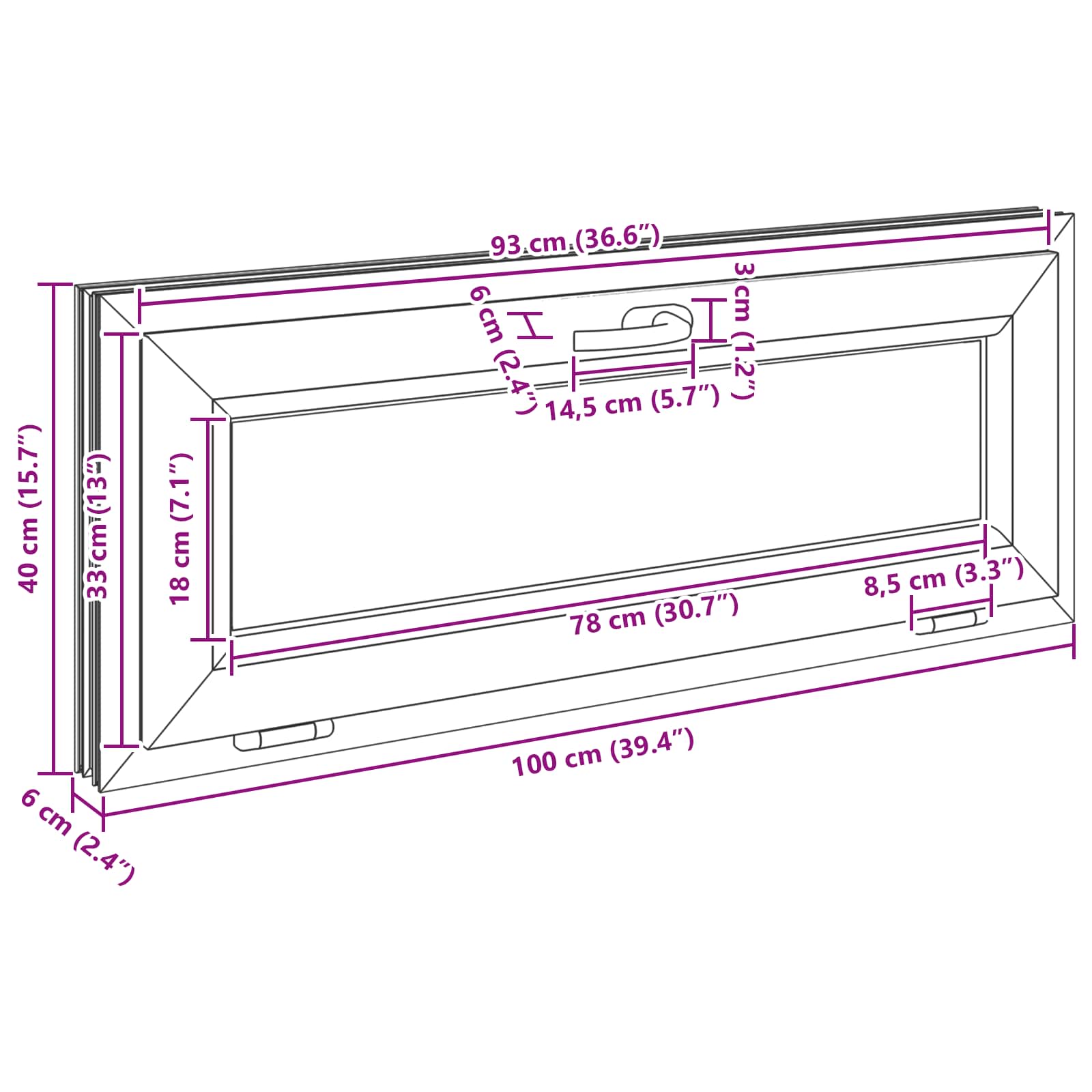 Prozor za podrum RISOR 100 x 40 cm PVC i staklo Antracit