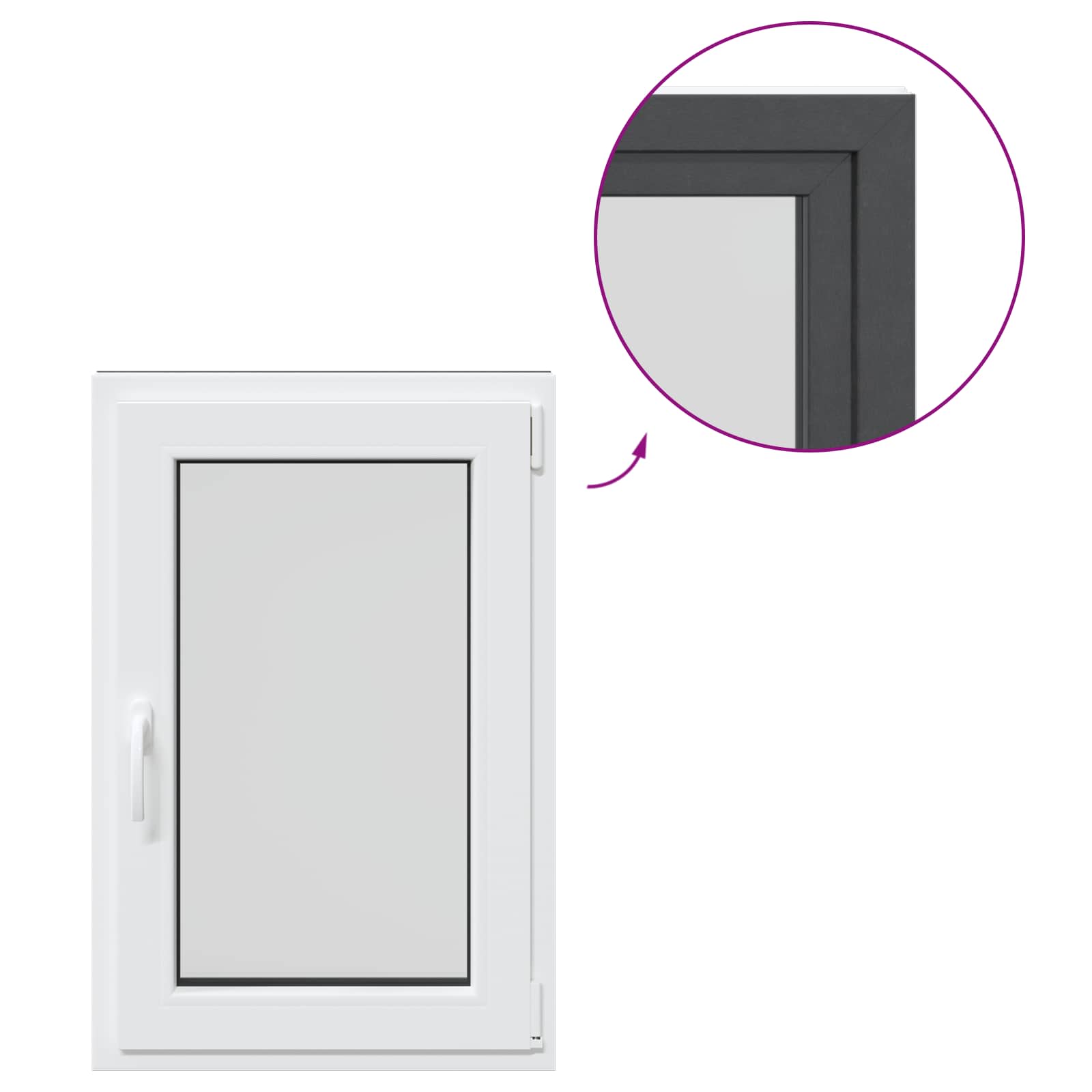 Prozor za podrum RISOR 60 x 80 cm PVC i staklo Antracit