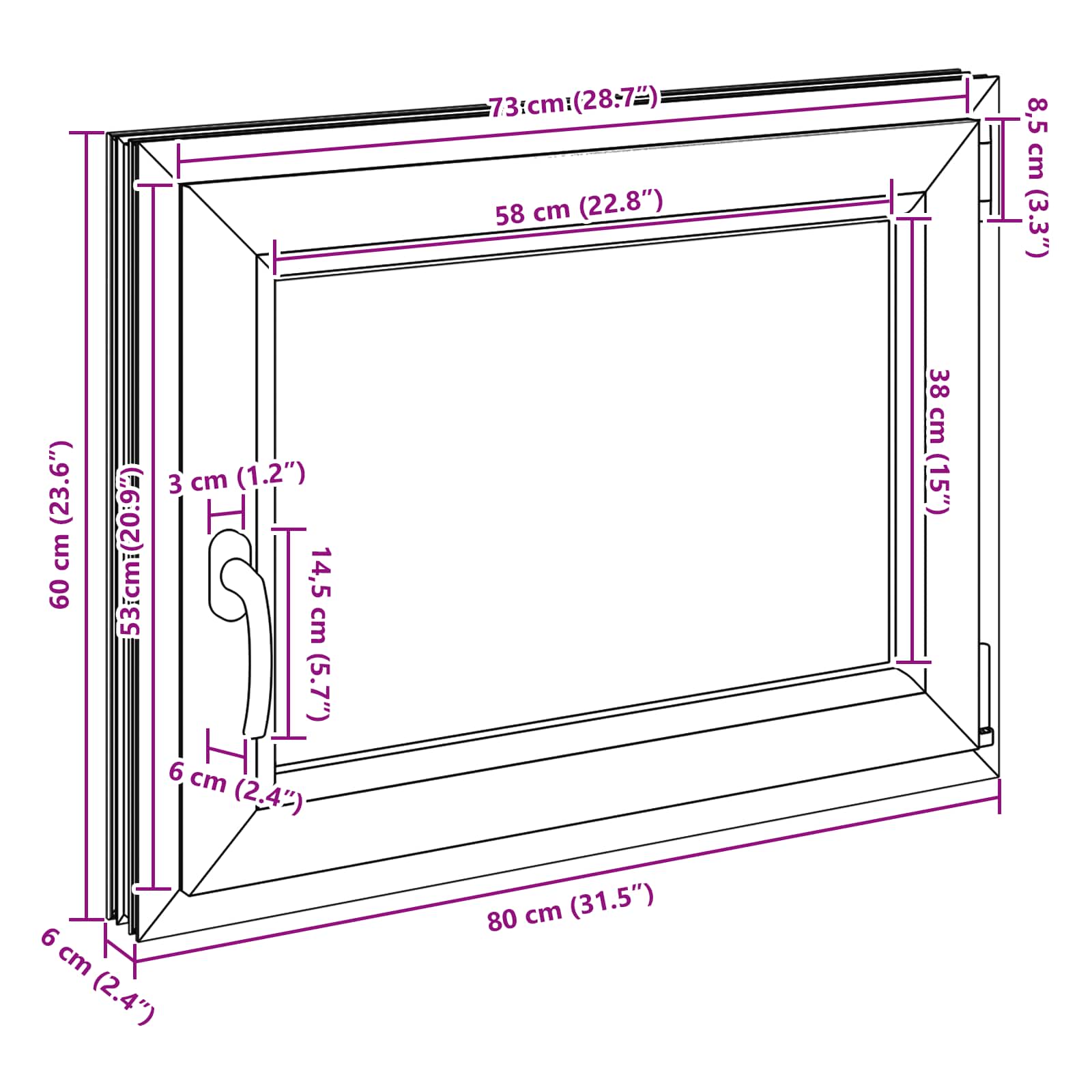 Prozor za podrum RISOR 80 x 50 cm PVC i staklo Antracit