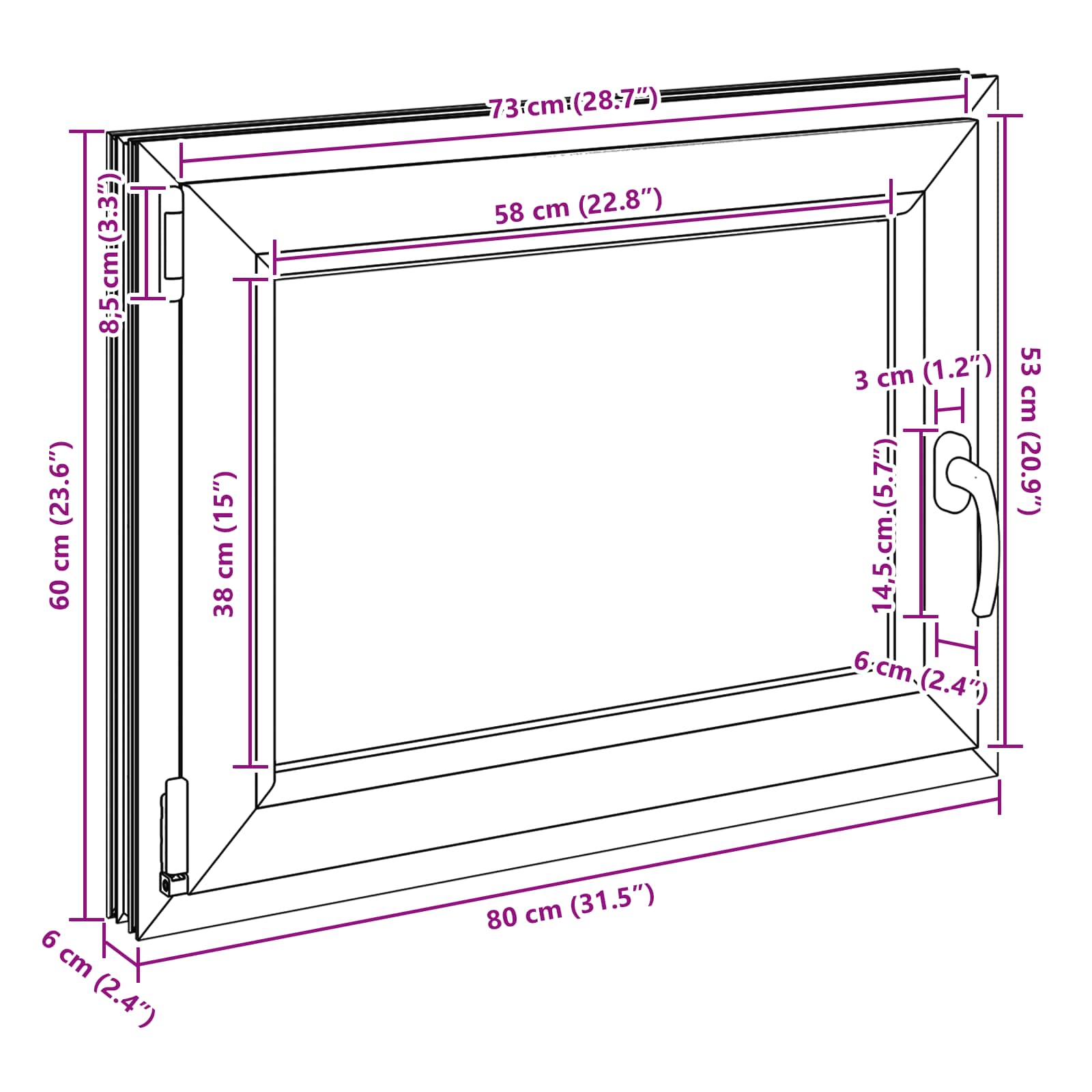 Prozor za podrum RISOR 80 x 60 cm PVC i staklo Antracit