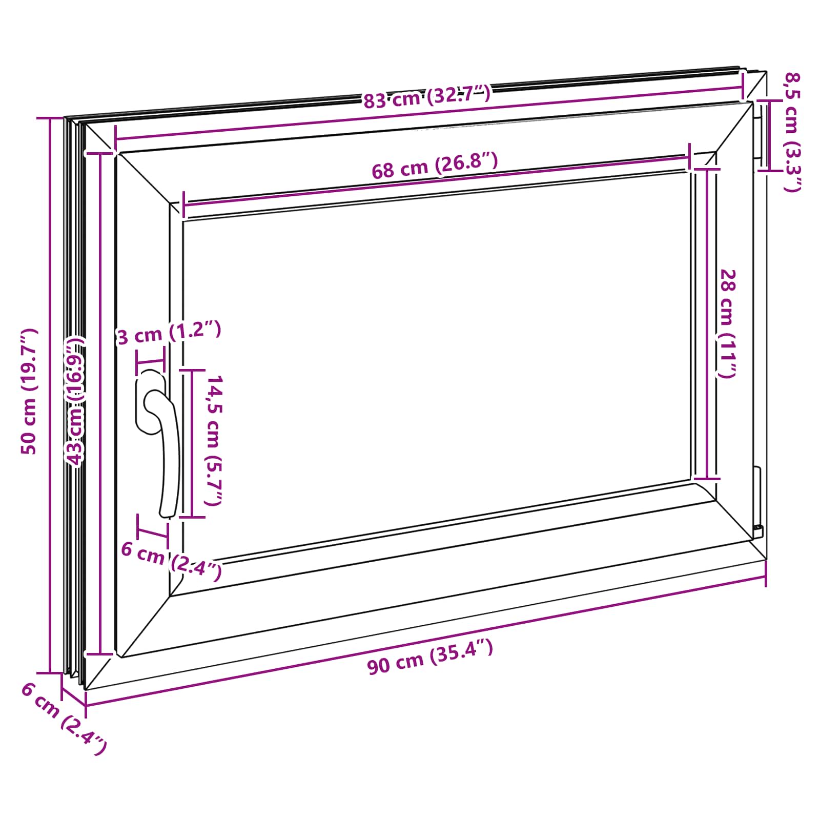 Prozor za podrum RISOR 80 x 70 cm PVC i staklo Antracit