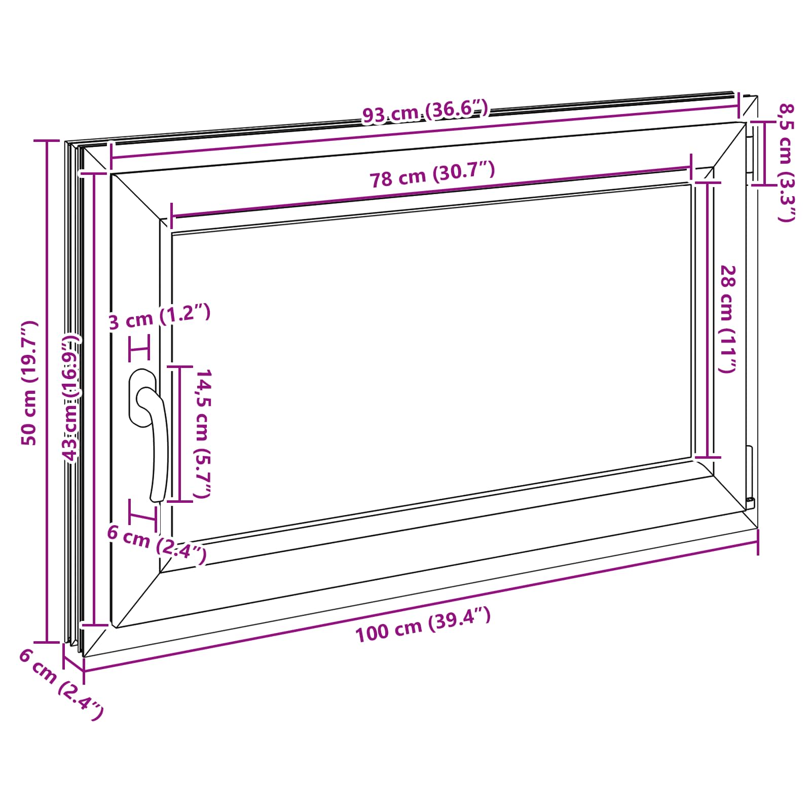 Prozor za podrum RISOR 100 x 50 cm PVC i staklo Antracit