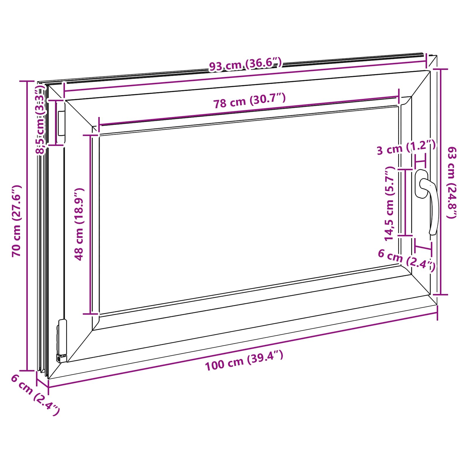 Prozor za podrum RISOR 100 x 70 cm PVC i staklo Antracit