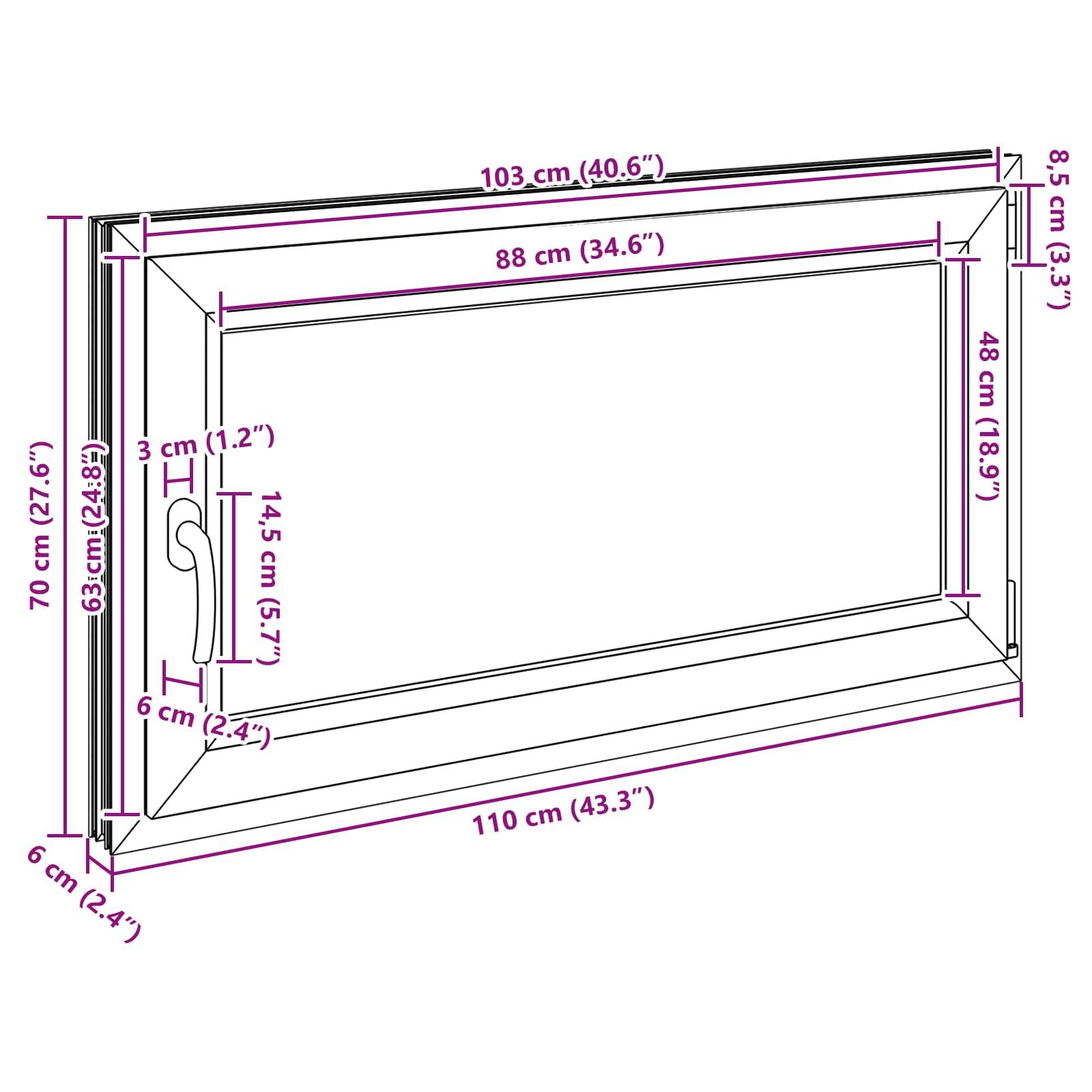Prozor za podrum RISOR 110 x 70 cm PVC i staklo Antracit