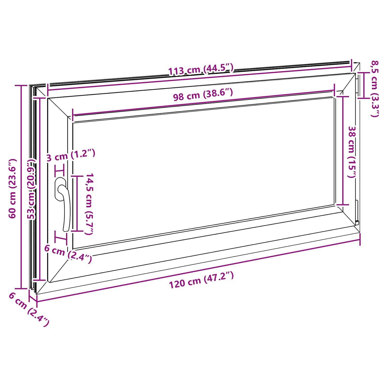 Prozor za podrum RISOR 120 x 60 cm PVC i staklo Antracit