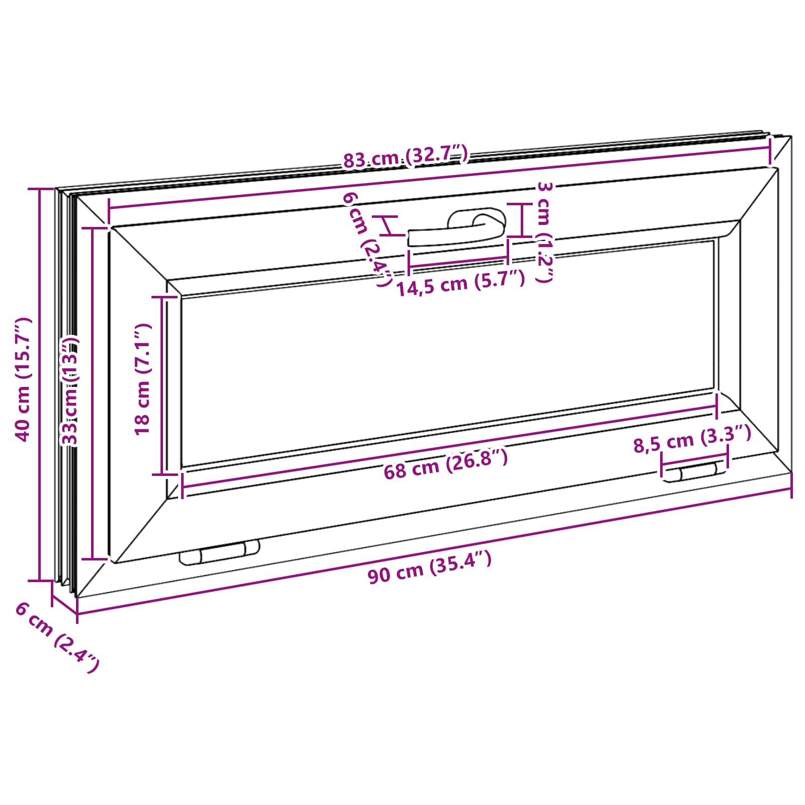 Prozor za podrum RISOR 90 x 40 cm PVC i staklo Antracit