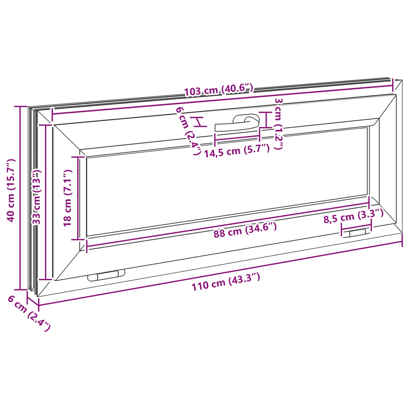 Prozor za podrum RISOR 110 x 40 cm PVC i staklo Antracit