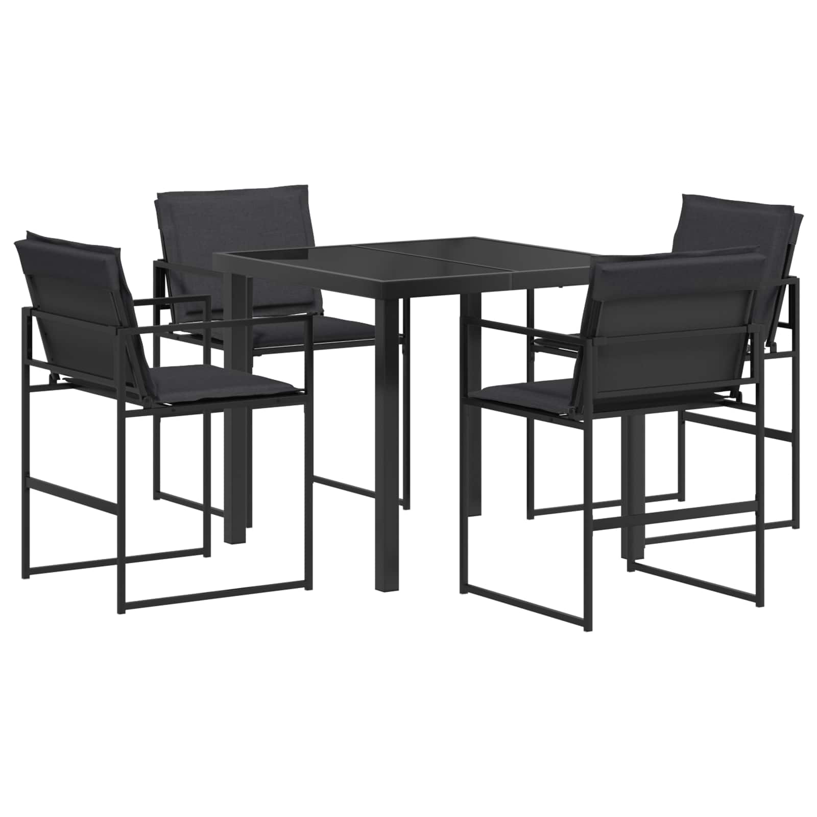Vrtni set za objed 5 pcs Crna i tamno siva 80 x 80 x 73 cm