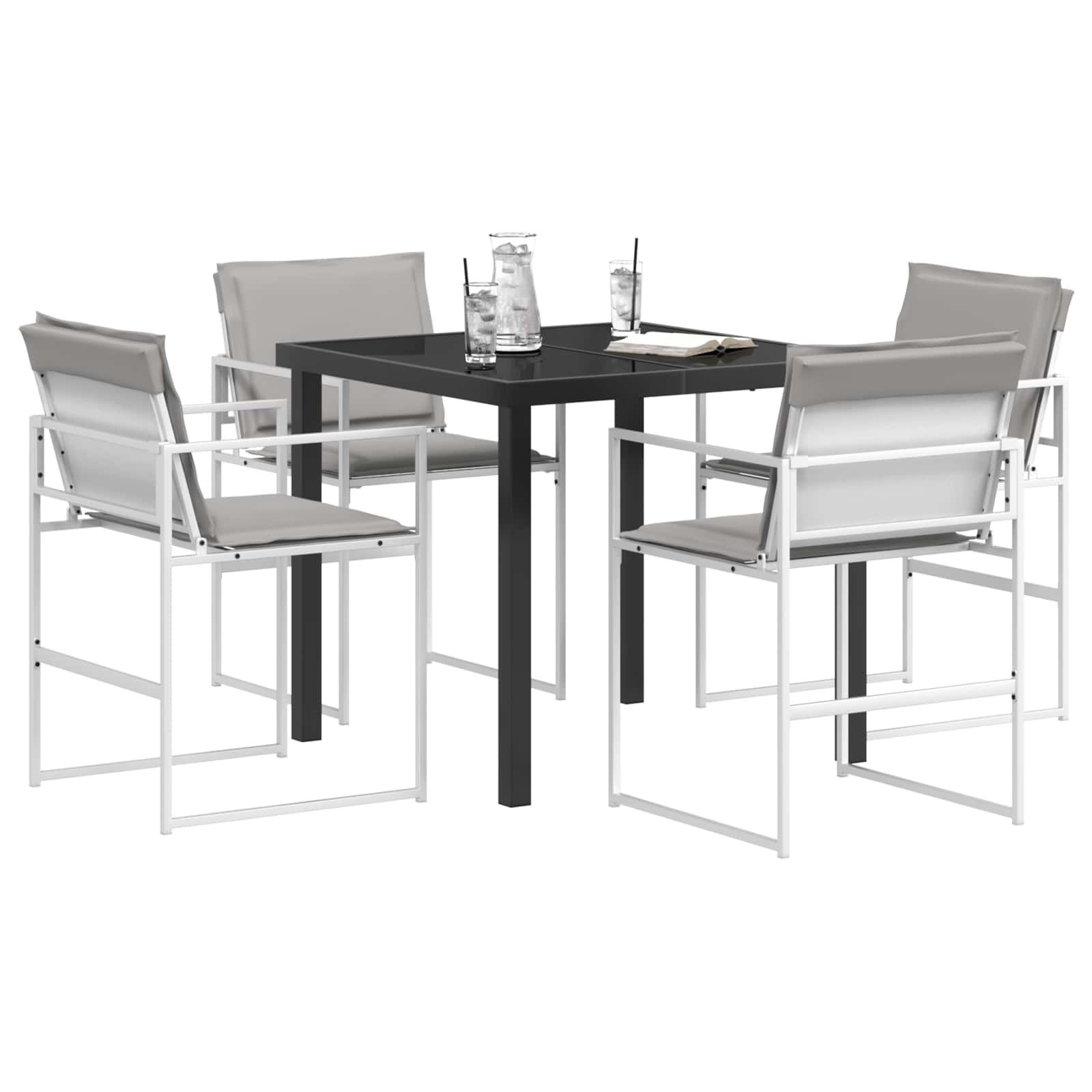 Vrtni set za objed 5 pcs Bijela i svjetlosiva 80 x 80 x 73 cm