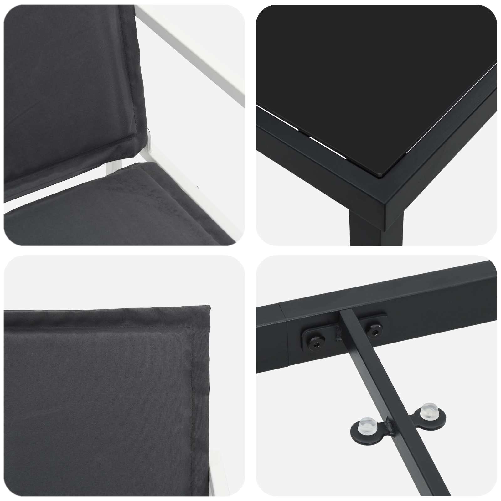 Vrtni set za objed 5 pcs Bijela i antracit 80 x 80 x 73 cm