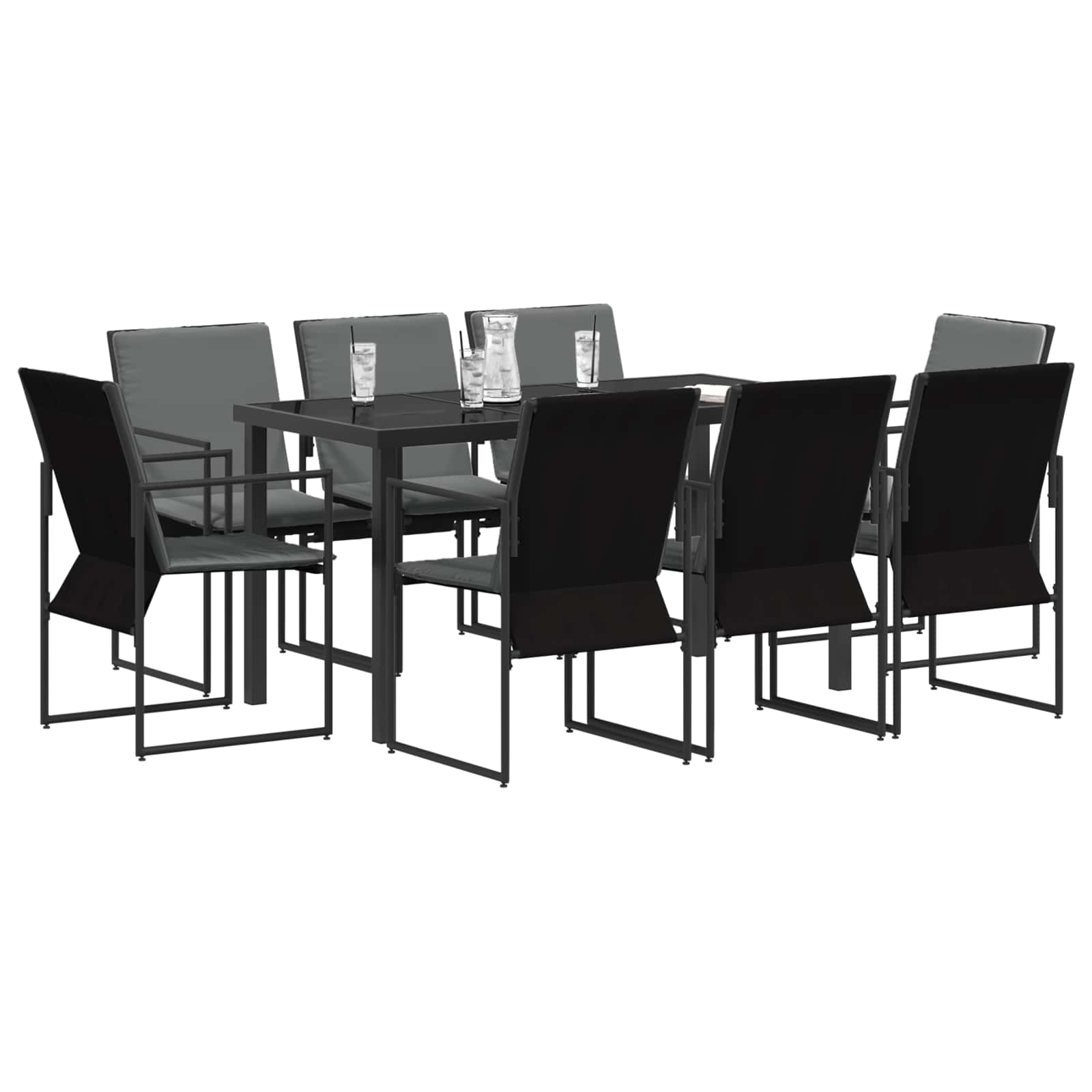 Vrtni set za objed 9 pcs Crna i antracit 160 x 80 x 73 cm