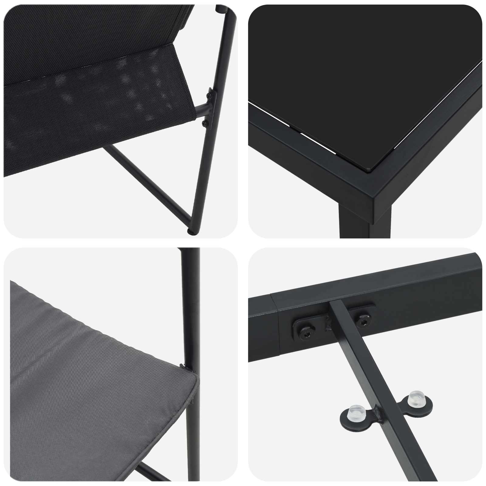 Vrtni set za objed 9 pcs Crna i antracit 200 x 80 x 73 cm